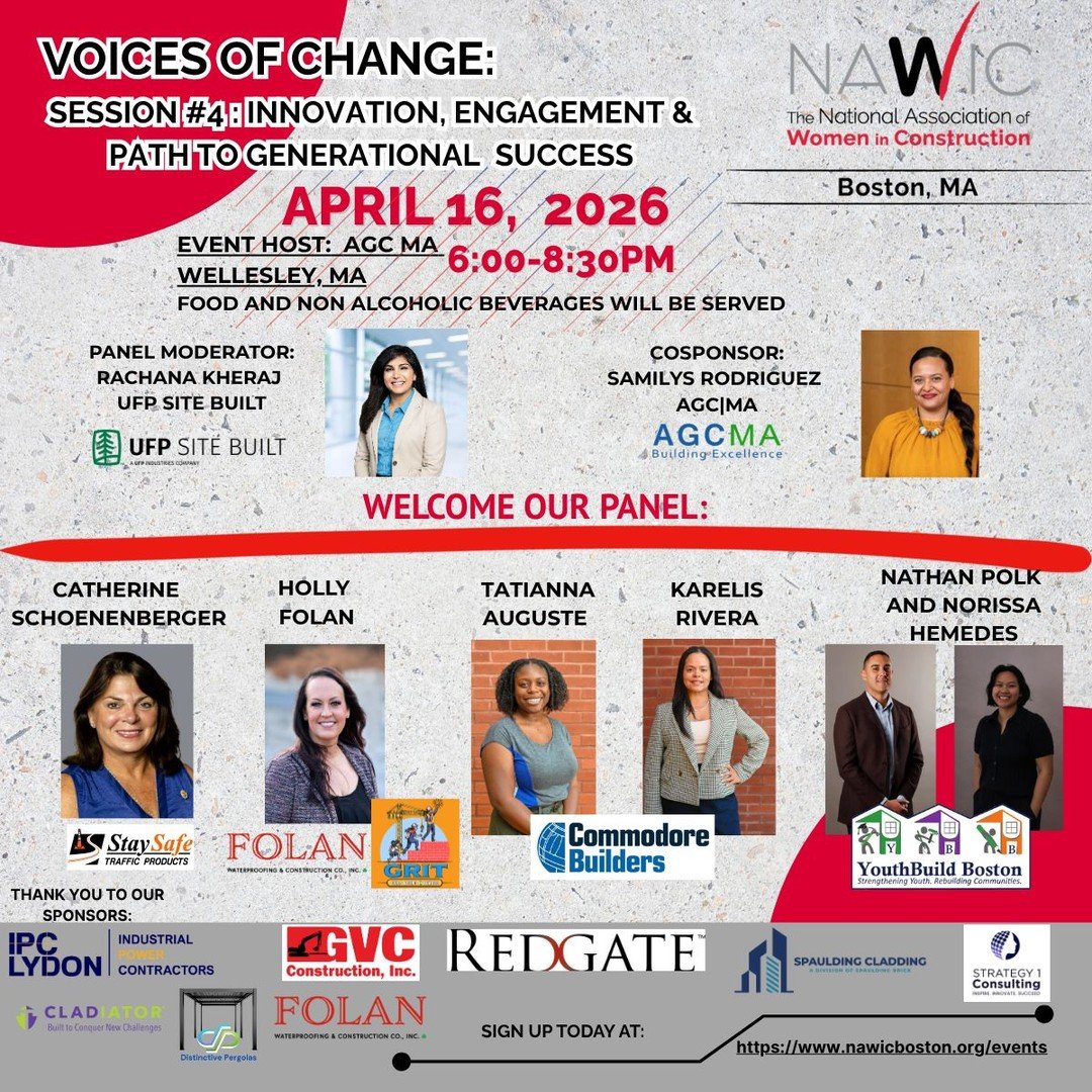 Excited to see National Association of Women in Construction continuing to create space for powerful conversations and real impact in our industry 👏

Join Session #4 of Voices of Change: Innovation, Engagement, and the Path to Generational Success o