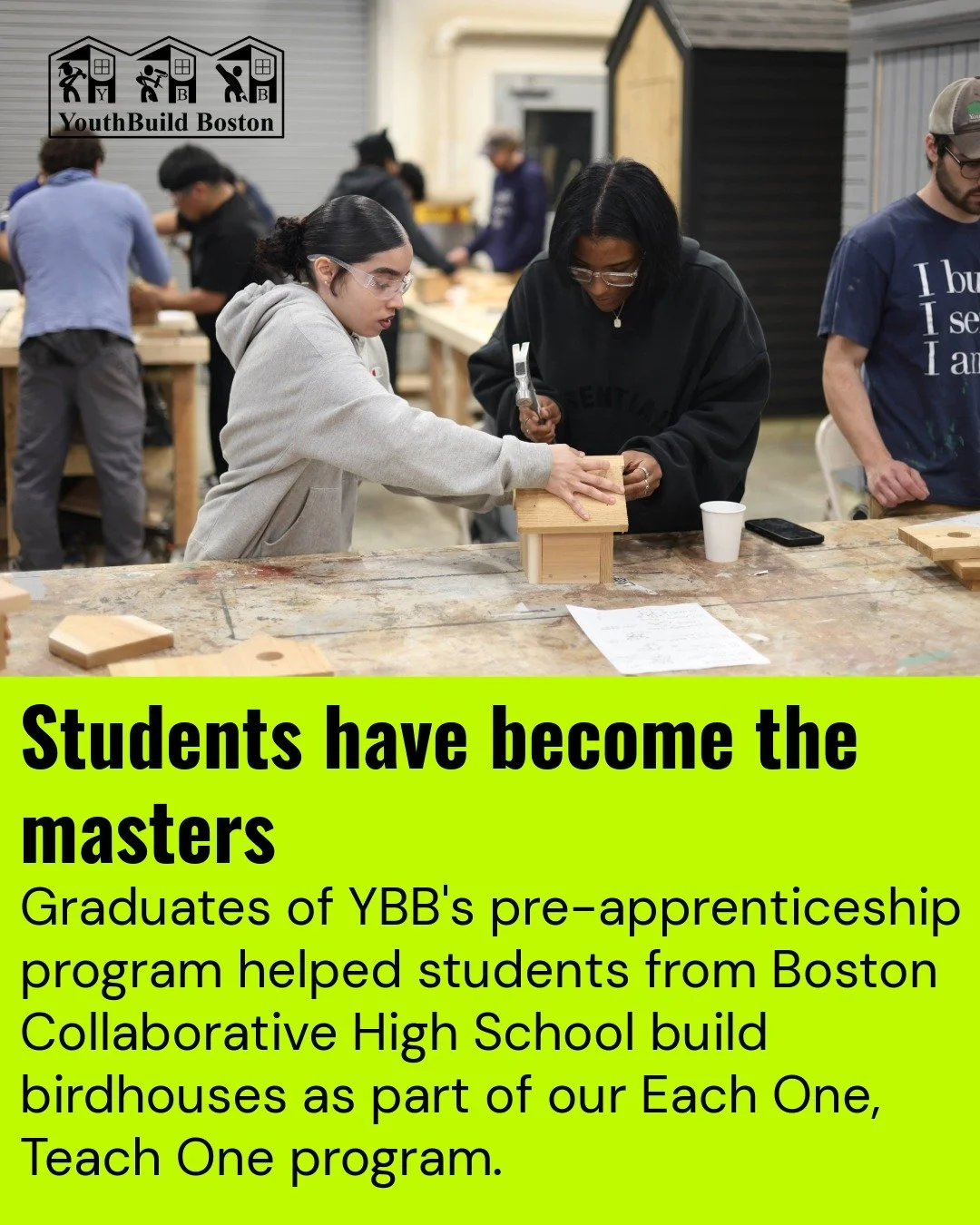 We didn't just build birdhouses, we built community.
#YouthBuildBoston #CarpentryPreApprenticeship #Boston
