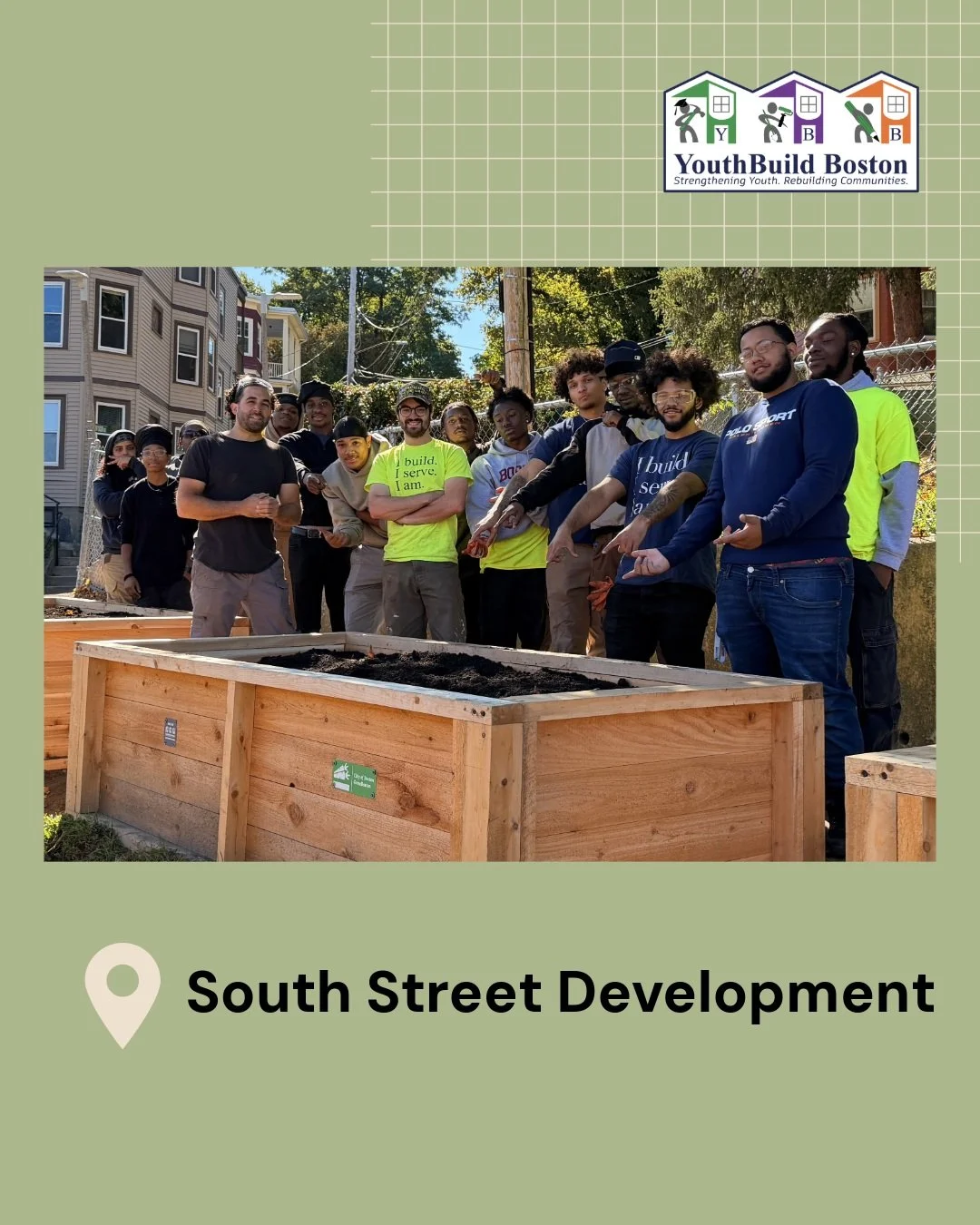 This week, carpentry Pre-Apprentices installed garden beds at South Street Development in Jamaica Plain. Our garden beds are part of a collaboration with GrowBoston, the City of Boston's Office of Urban Agriculture. Pre-Apprentices gain hands-on trai