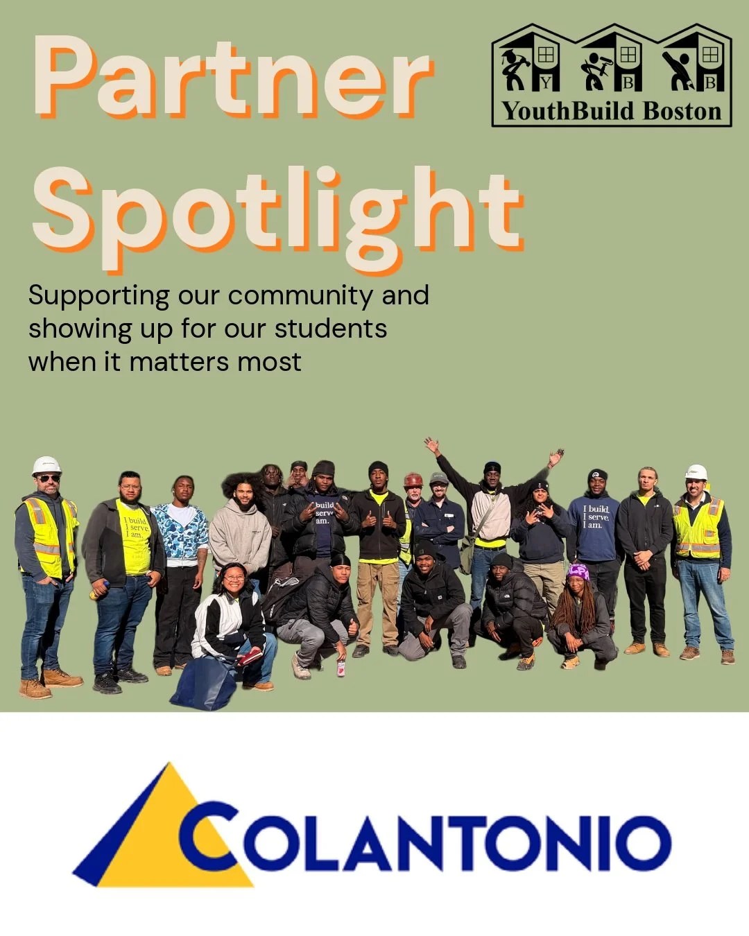 Last week, Carpentry Pre-Apprentices visited Colantonio's job site. Hosting site visits is just one of the many ways Colantonio shows up in the YBB community. Thank you, Colantonio, for your commitment to workforce development and your continued part