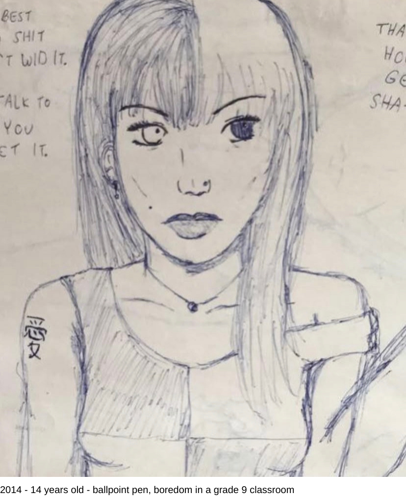 2014 - 14 years old - ballpoint pen, boredom in a grade 9 classroom