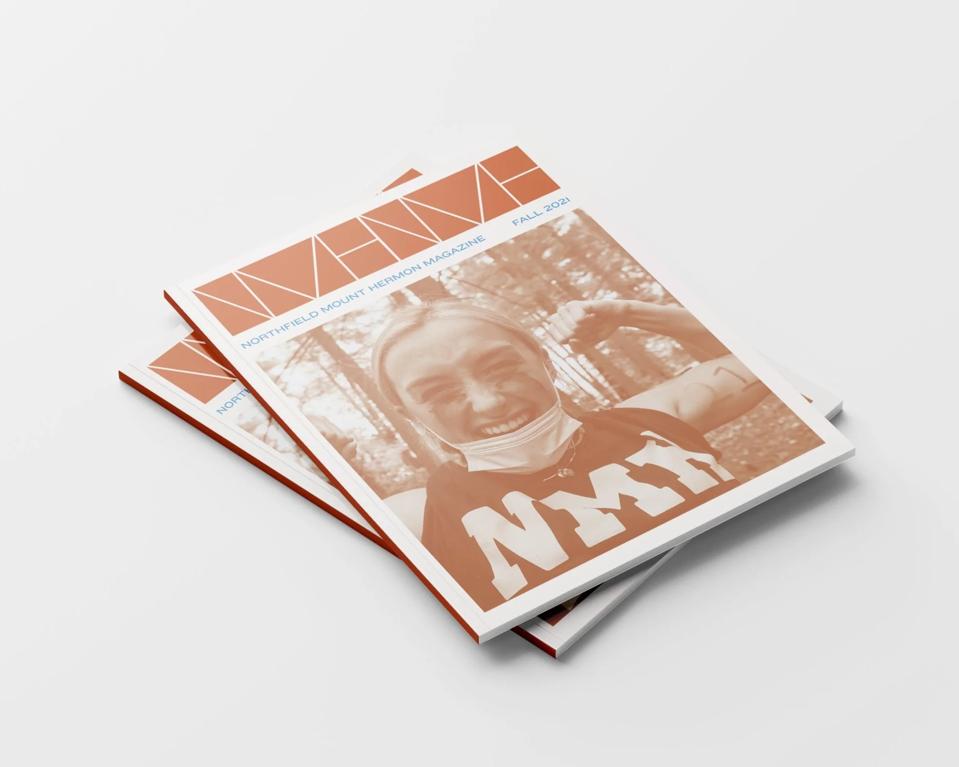 Northfield Mount Hermon publication design featuring student photography and the refreshed identity.