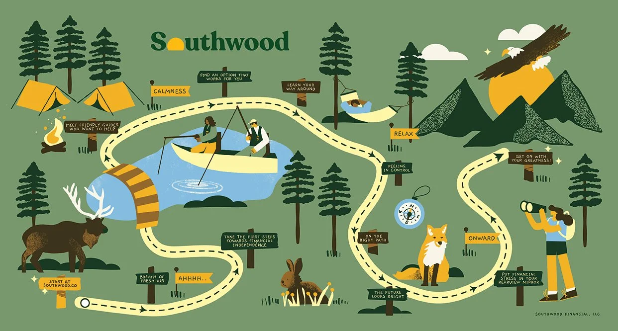 Southwood Financial illustrated journey showing a more approachable path through debt repayment