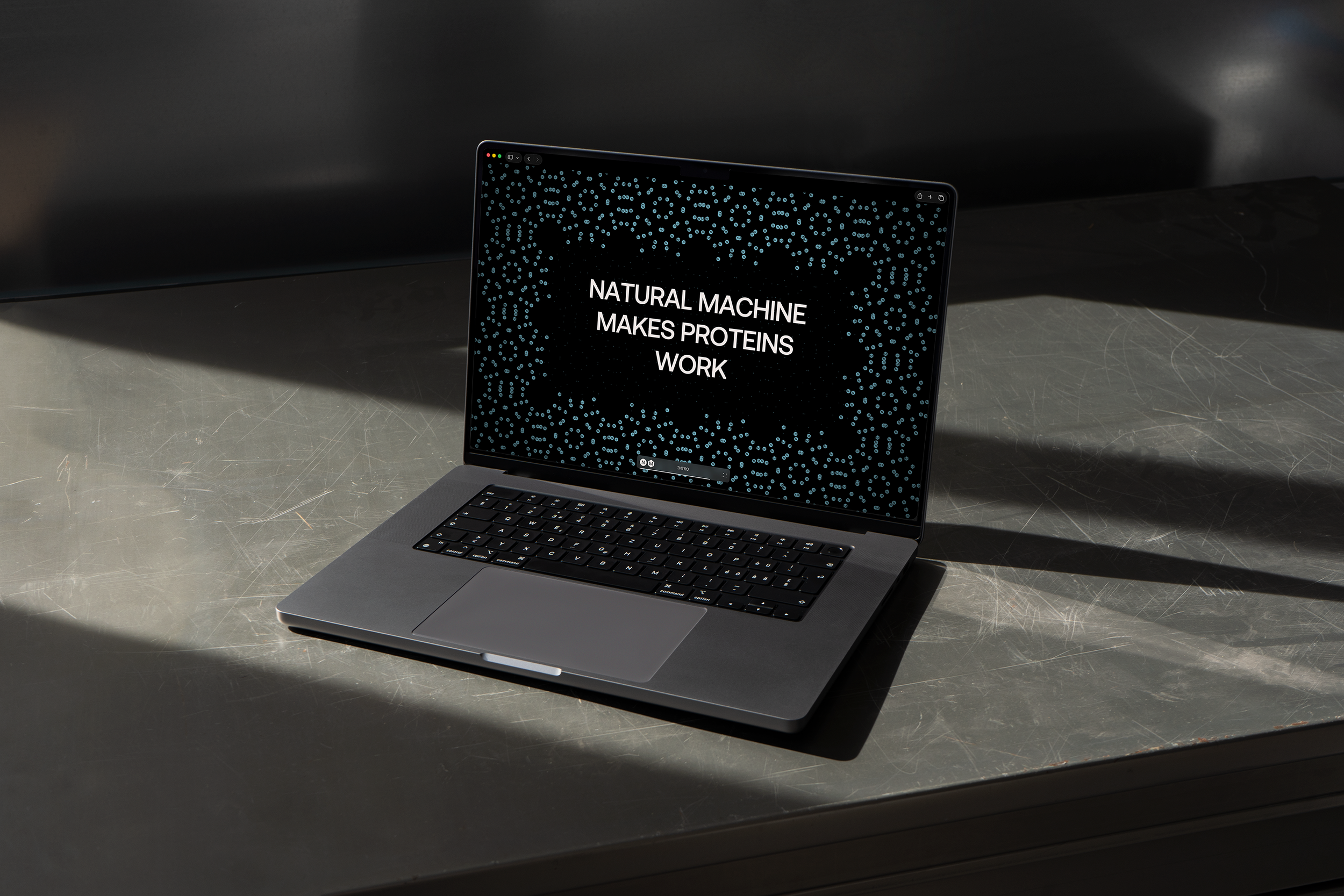 Natural Machine biotechnology brand website visualizing complex biological processes.