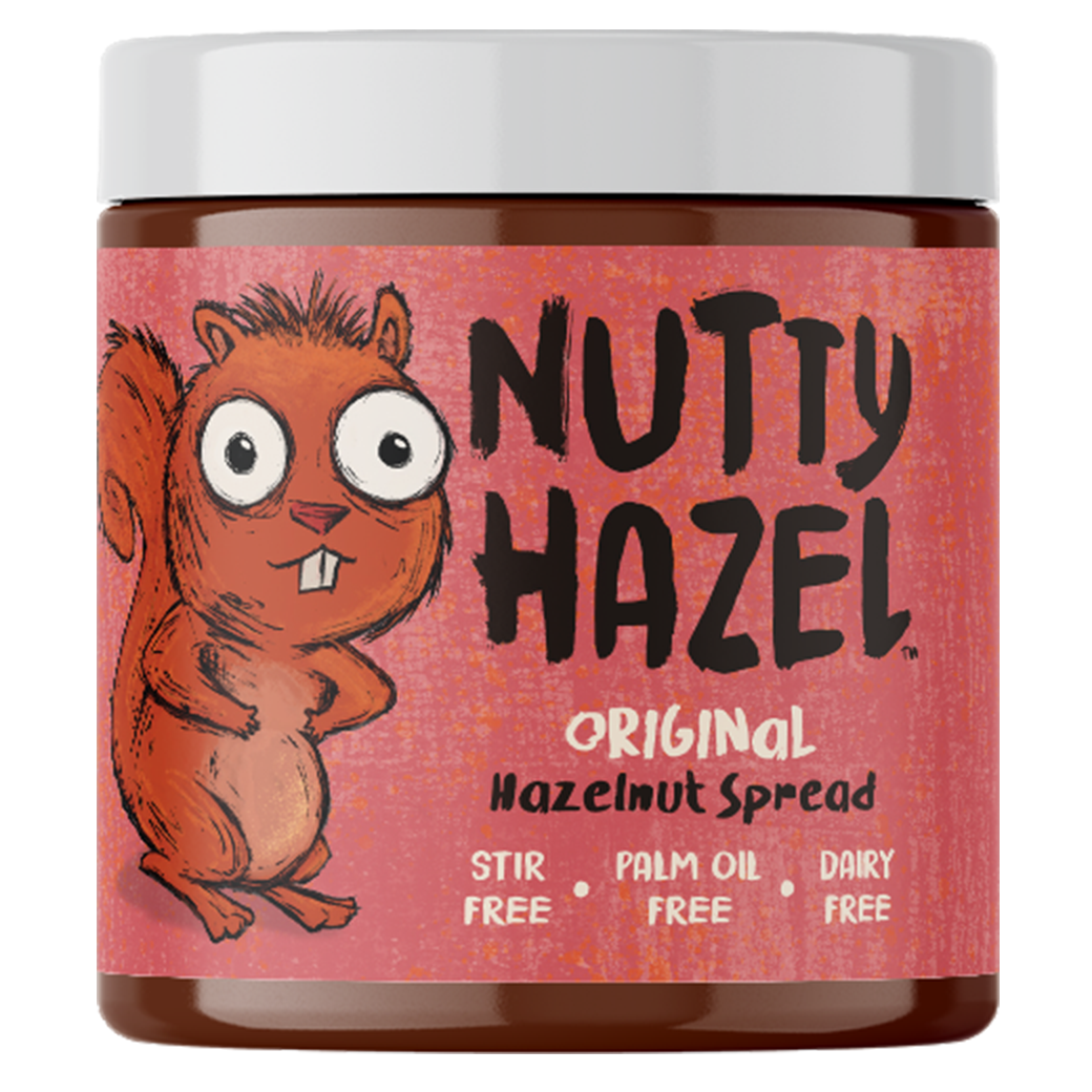 Nutty Hazel original hazelnut spread packaging designed as part of the brand identity