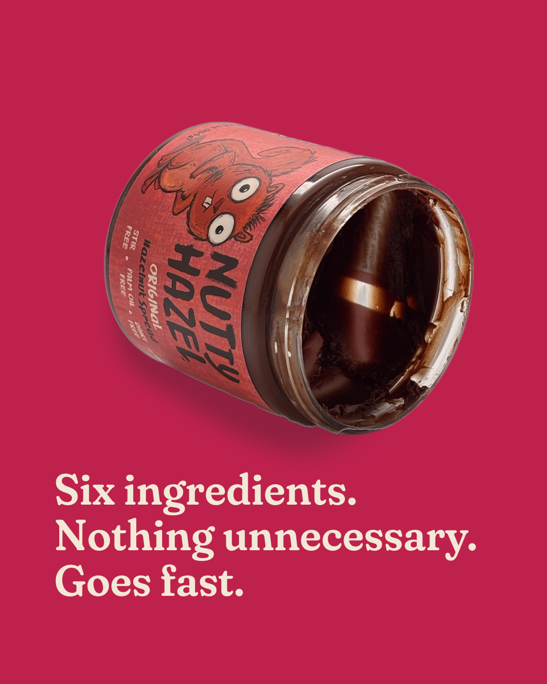 Nutty Hazel social media campaign highlighting simple ingredients and roasted hazelnuts
