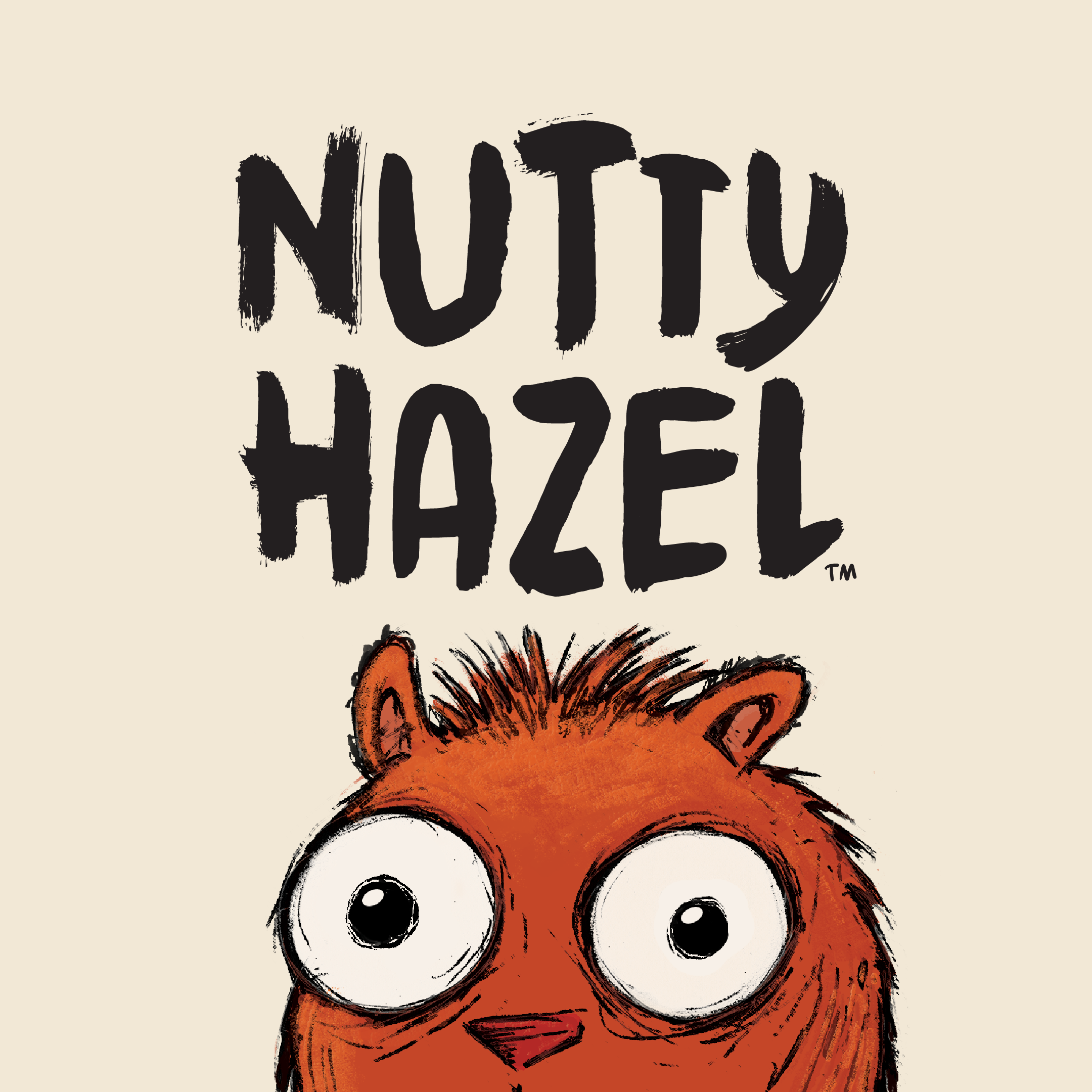 Nutty Hazel hazelnut spread packaging featuring the original brand identity and character development..