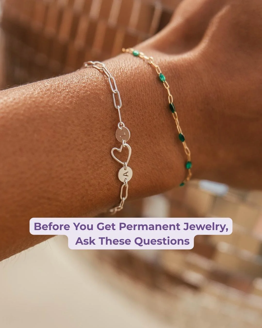 Not all permanent jewelry is created equal.

Two bracelets can look nearly identical online, yet be made from very different materials.

The photo in this post appears to show a reaction that can occur when plated jewelry wears down and exposes the m
