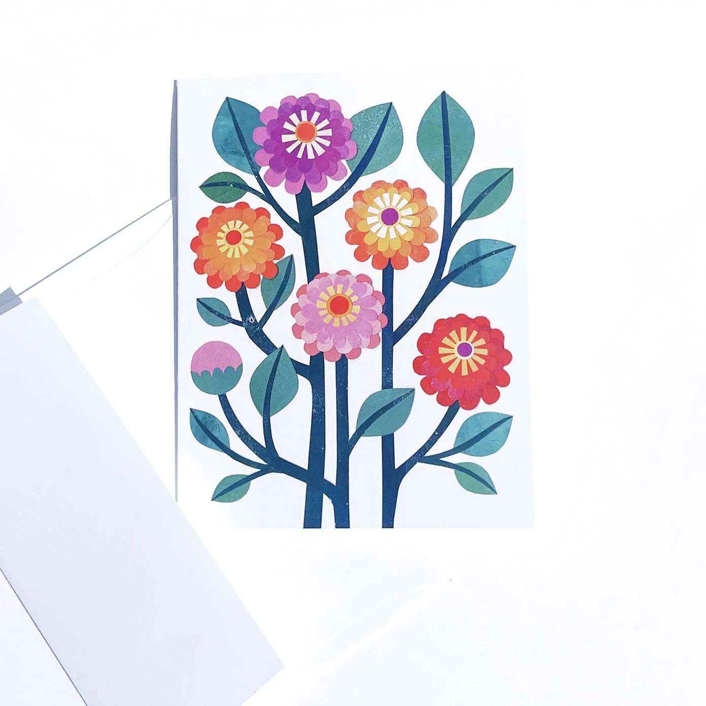 Zinnias - Greeting Card