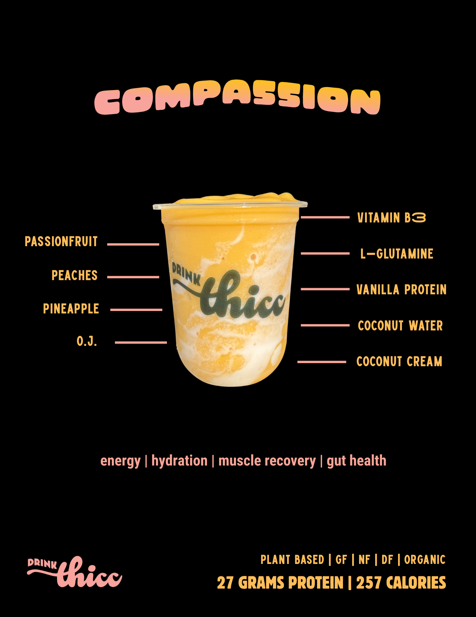 comPassion smoothie passionfruit peaches pineapple