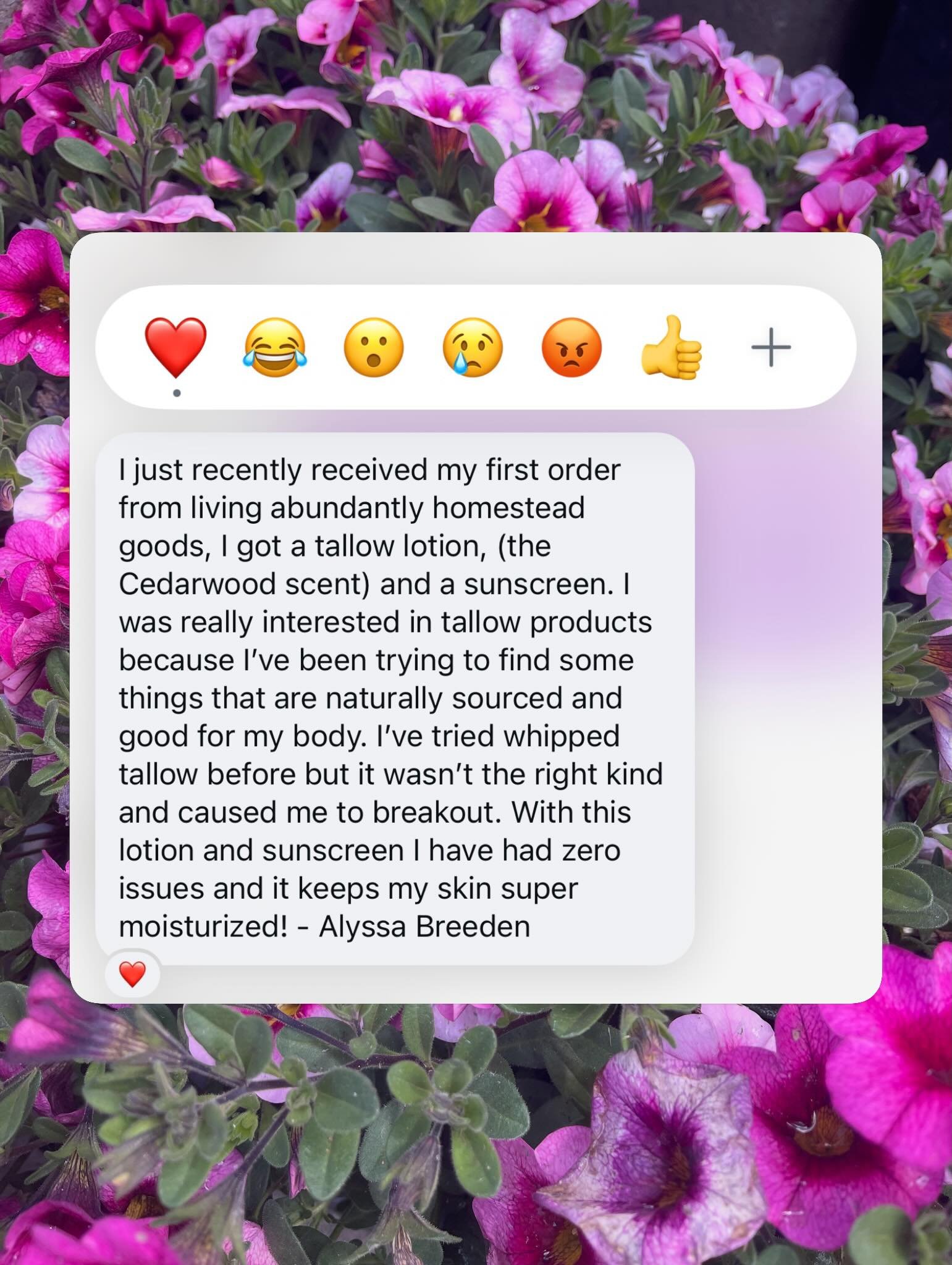 Helping fans Live Abundantly. So thankful for you all and your fantastic feedback, appreciate you so much @alyssa.breeden.399 

#productreview #smallbusiness #bestlotionever