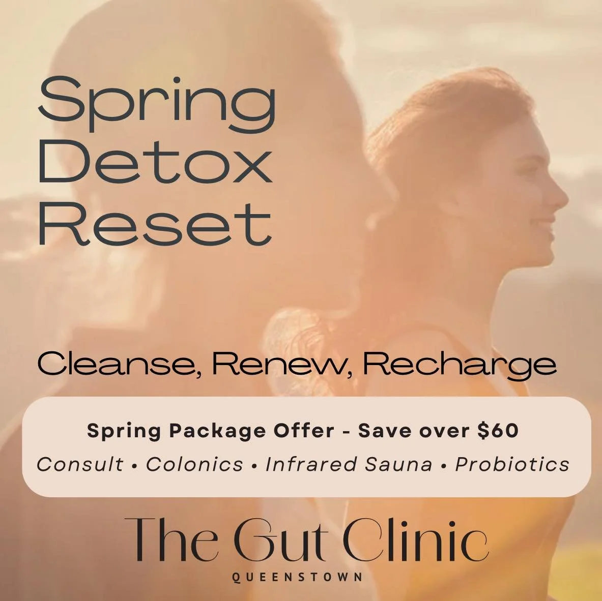 Feel lighter, energised, and confident this Spring!
Do you feel bloated, drained, or like your body needs a reset?
Your gut health is the key to unlocking better energy, mood, and overall wellbeing.
When your digestive system is weighed down with tox