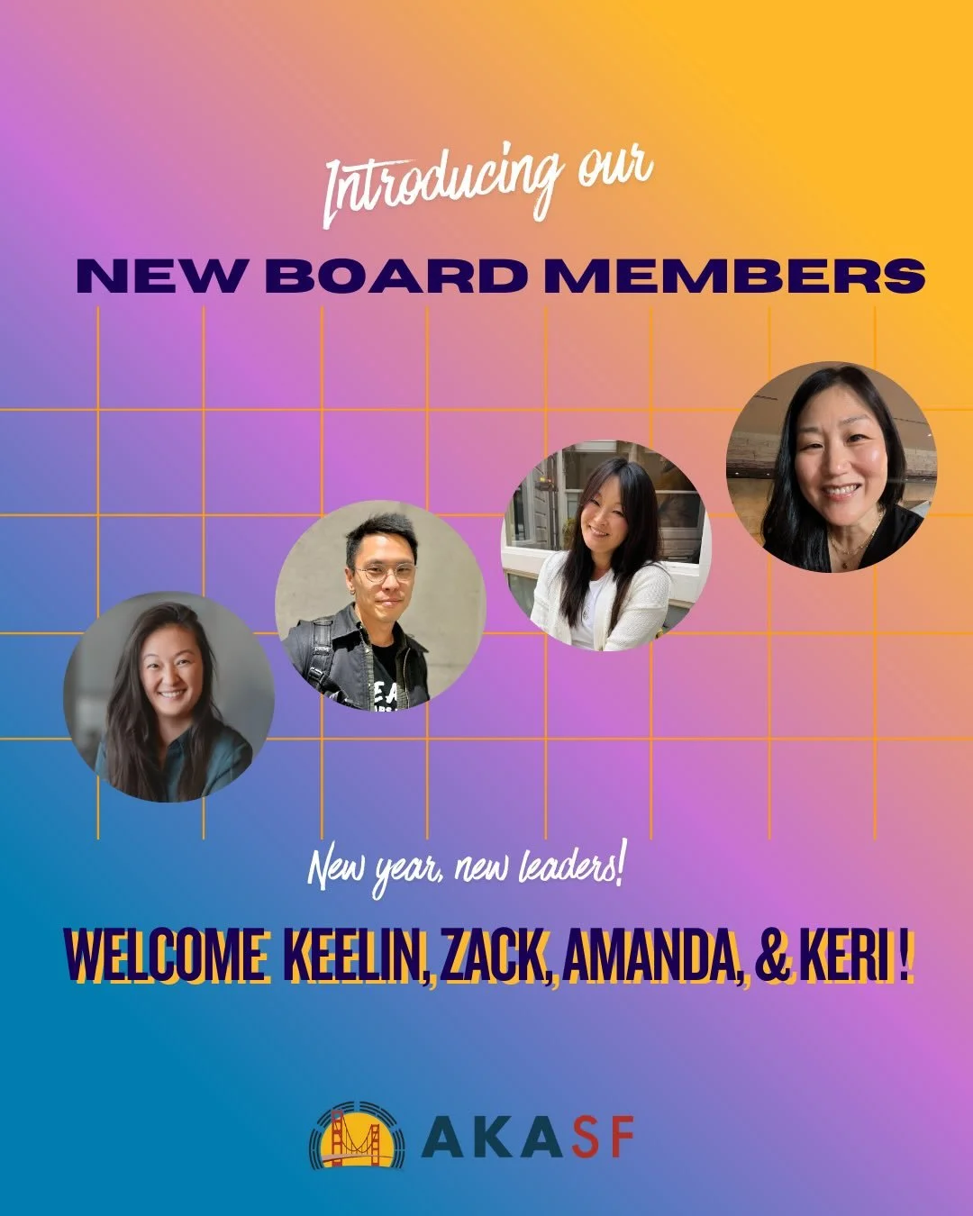 ✨Kicking off the new year by sharing leadership news! 

We are thrilled to announce our newest AKASF board members! 🎊 These new leaders bring passion, unique perspective, and commitment to making an impact with our community. We are so grateful to h