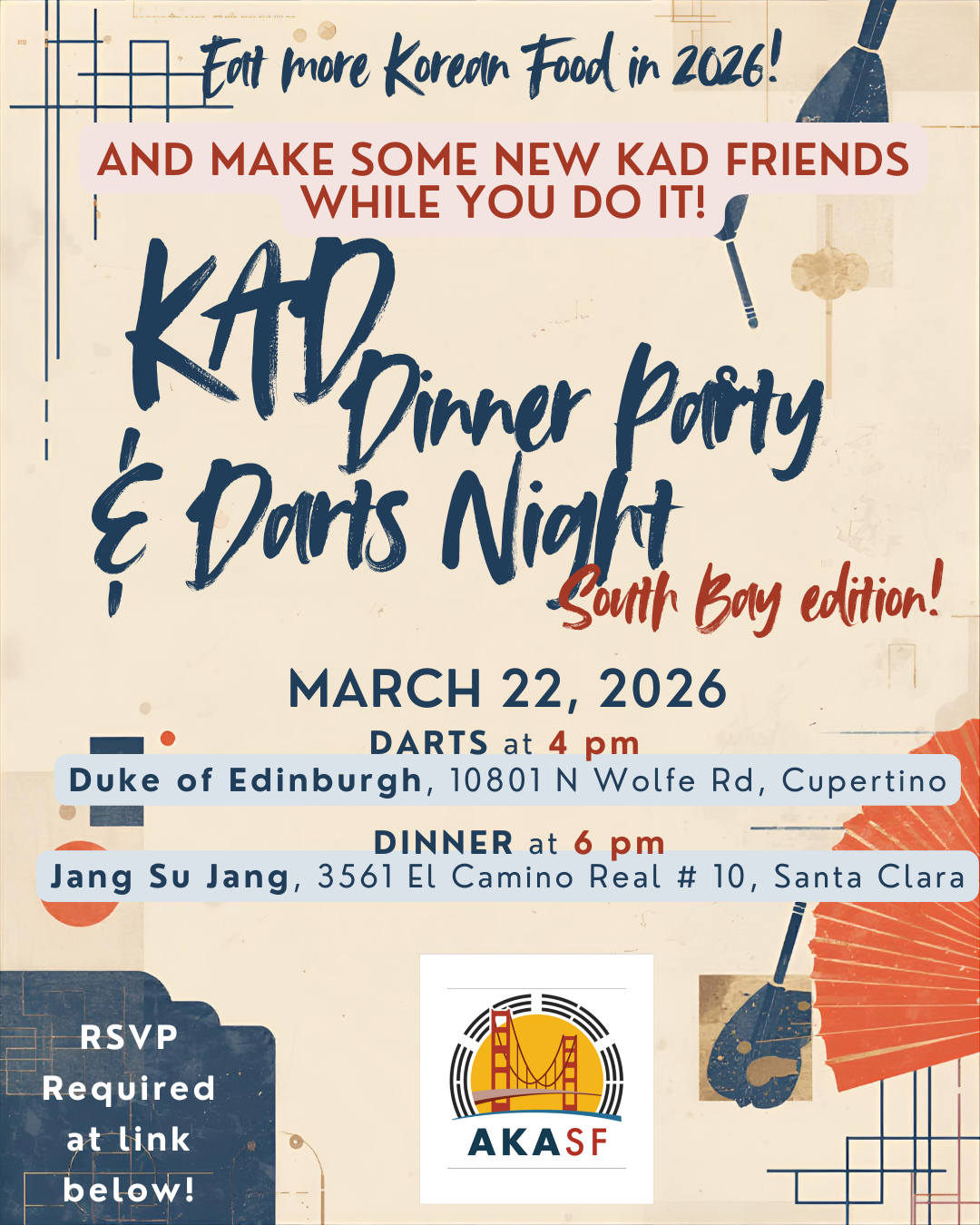 KAD Dinner Party! Darts and Dinner in the South Bay