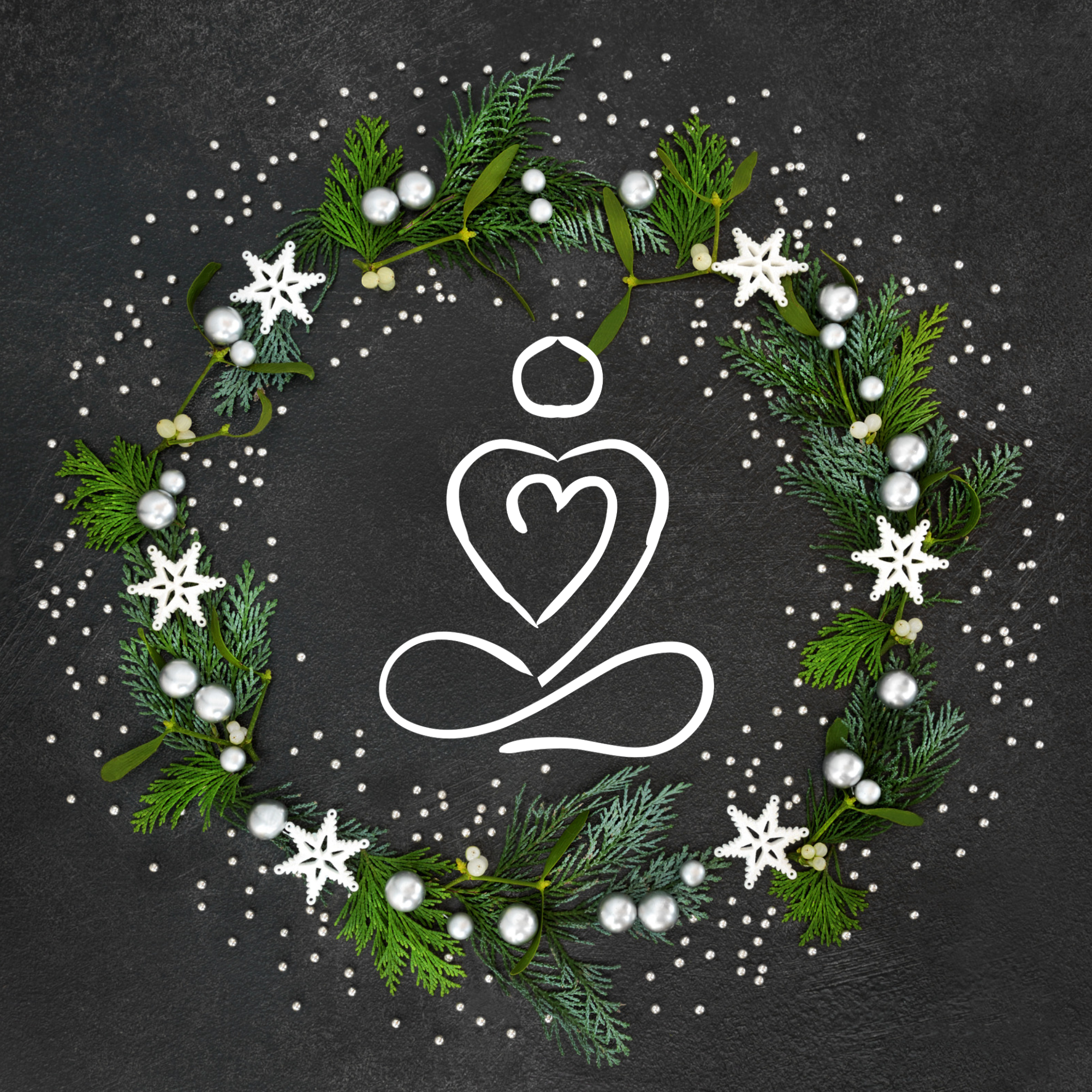 Wreath with meditating person in the middle