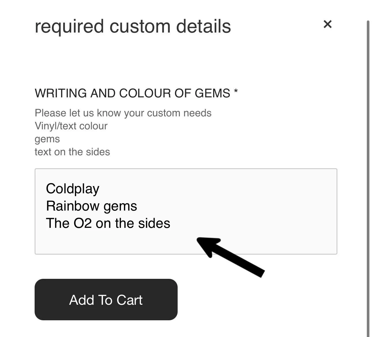 4. write artist/gems and add to cart