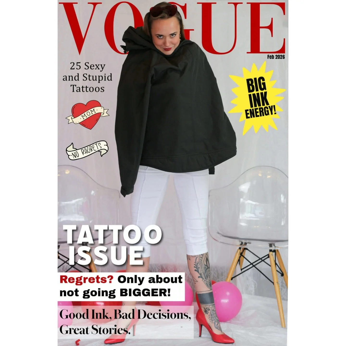 Got our hands on the February Tattoo issue of Vogue, featuring our very own Mo @some.mo.art 😂😍
She reveals all her tattoo secrets, no ragrets, in this exclusive edition!
#tattoohumor #funnyposts #tattooshop #atomicvalkyrie  #tattooshophumor