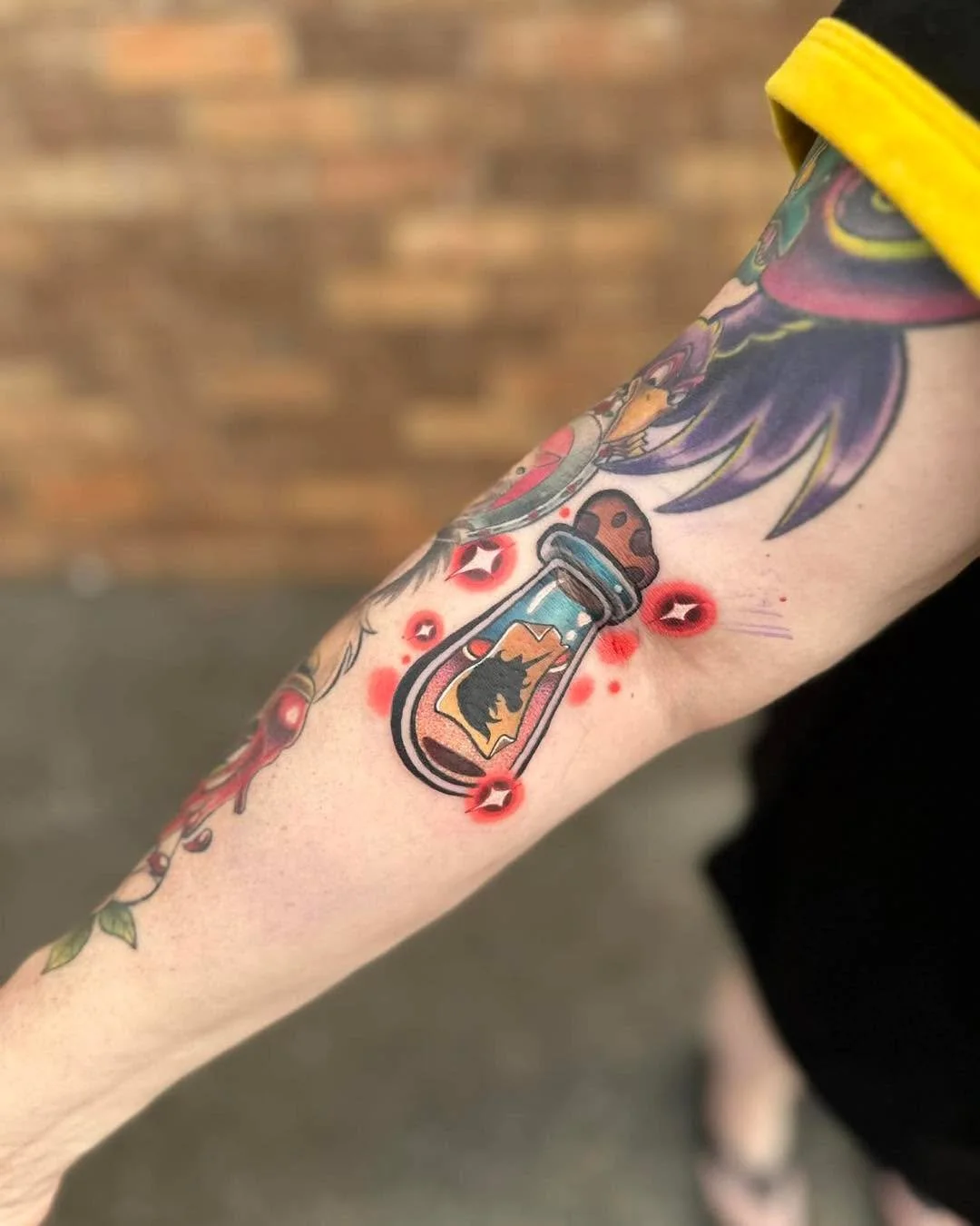 ✨Daily reminder to vote! Link in comments✨
&ldquo;The poison for Kuzco, the poison chosen especially to kill Kuzco, Kuzco's poison&rdquo;☠️ 
A very special tattoo Tiffany got to do recently🧡 @sweetti.tattoo #kuzcospoison  #kuzcospoisontattoo #poison