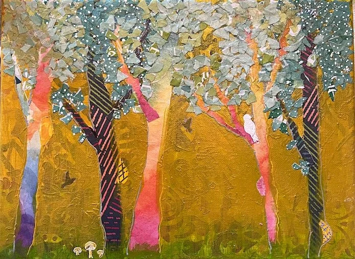 "Through The Trees"
Mixed Media on 9x12 canvas

Through The Trees is about what happens when you stop forcing clarity and allow yourself to see slowly.

Layer by layer, this piece mirrors the way healing actually works—not in straight lines, not all 