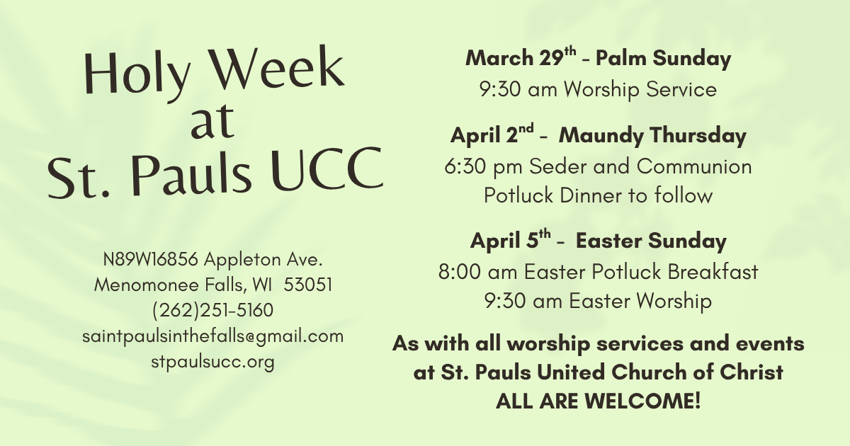 Holy Week at St. Pauls UCC
