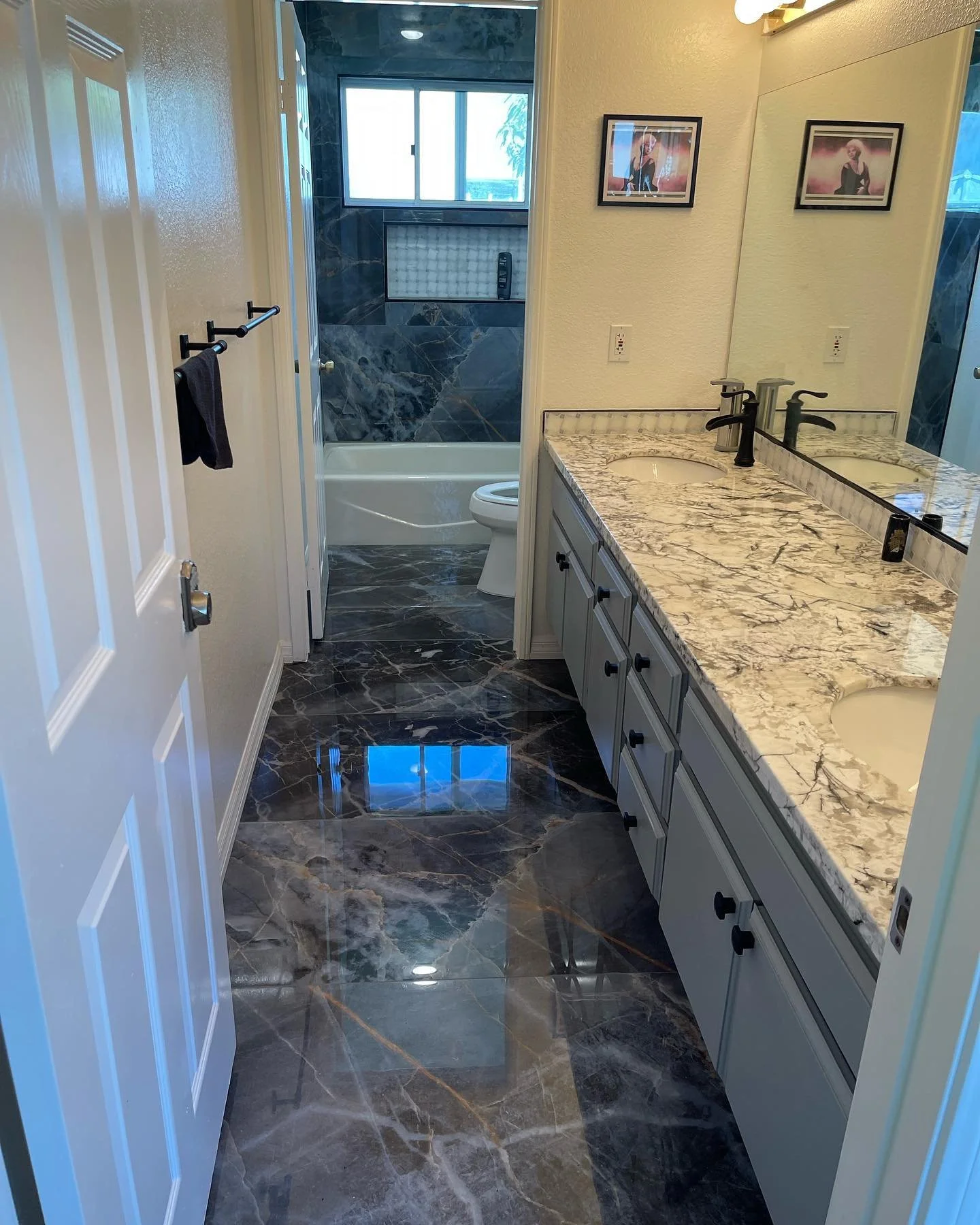 restoration and remodeling job by Fadox Construction & Restoration in San Diego; luxury premium marble, high end finish bathroom remodeling, imported material online