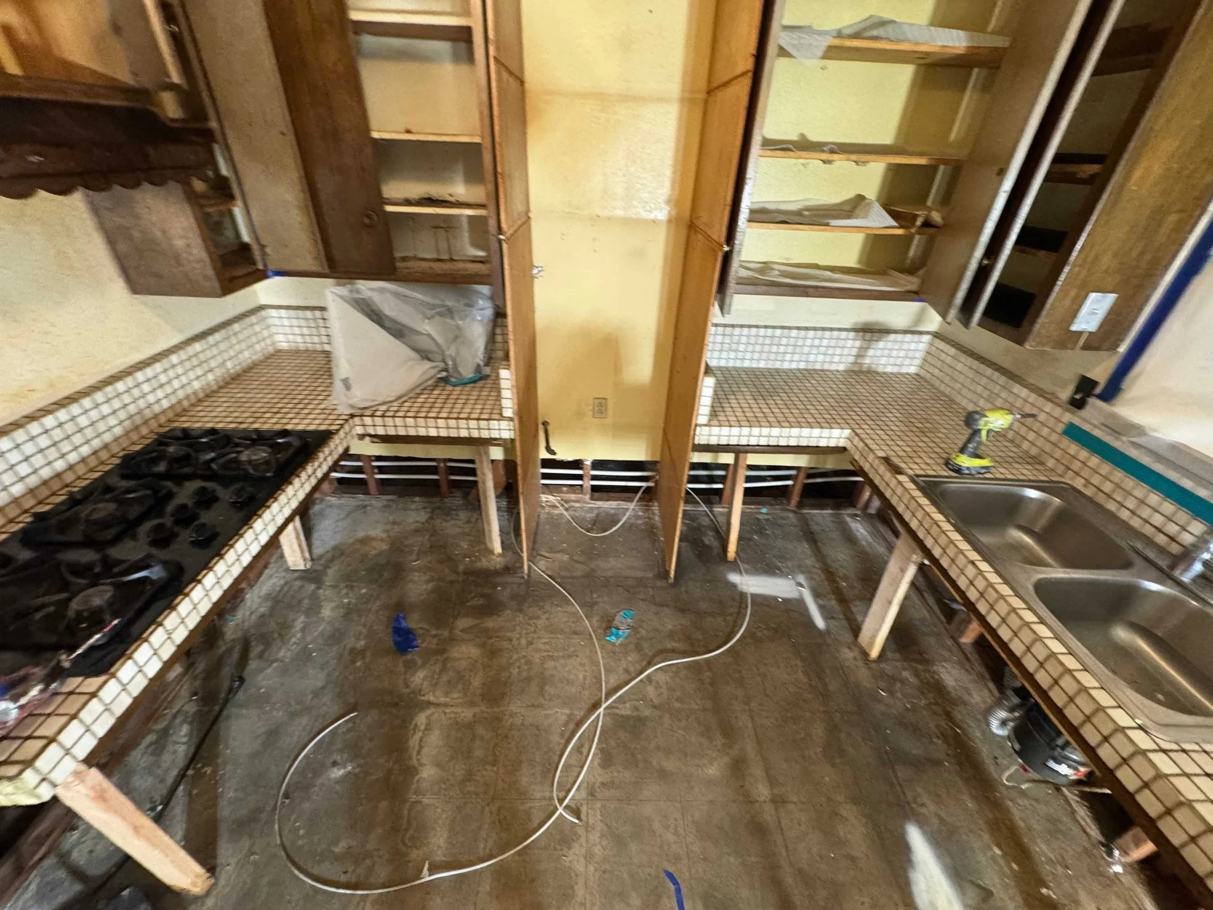 "Before water damage kitchen in La Mesa 91942"