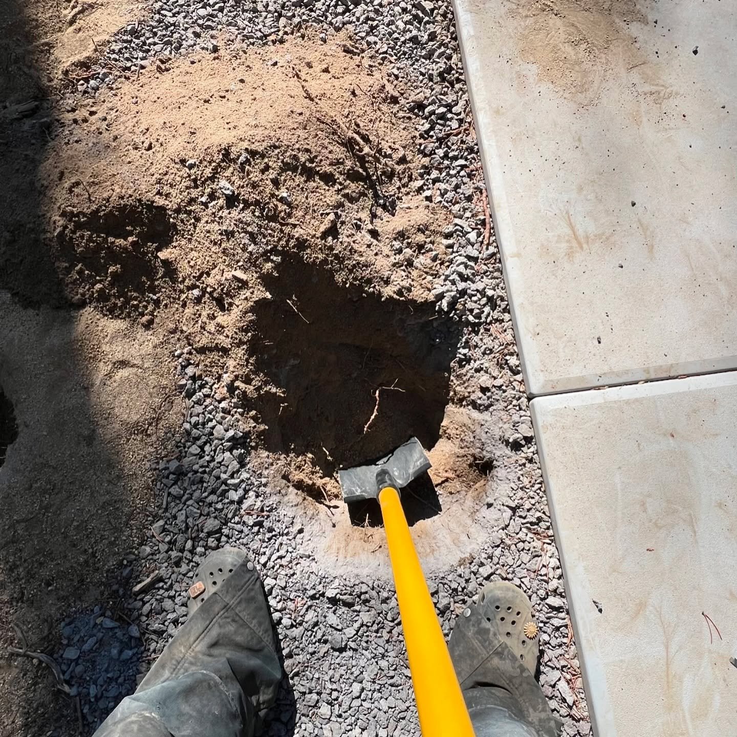 deck post holes ✔️ Shorty even helped 🖤