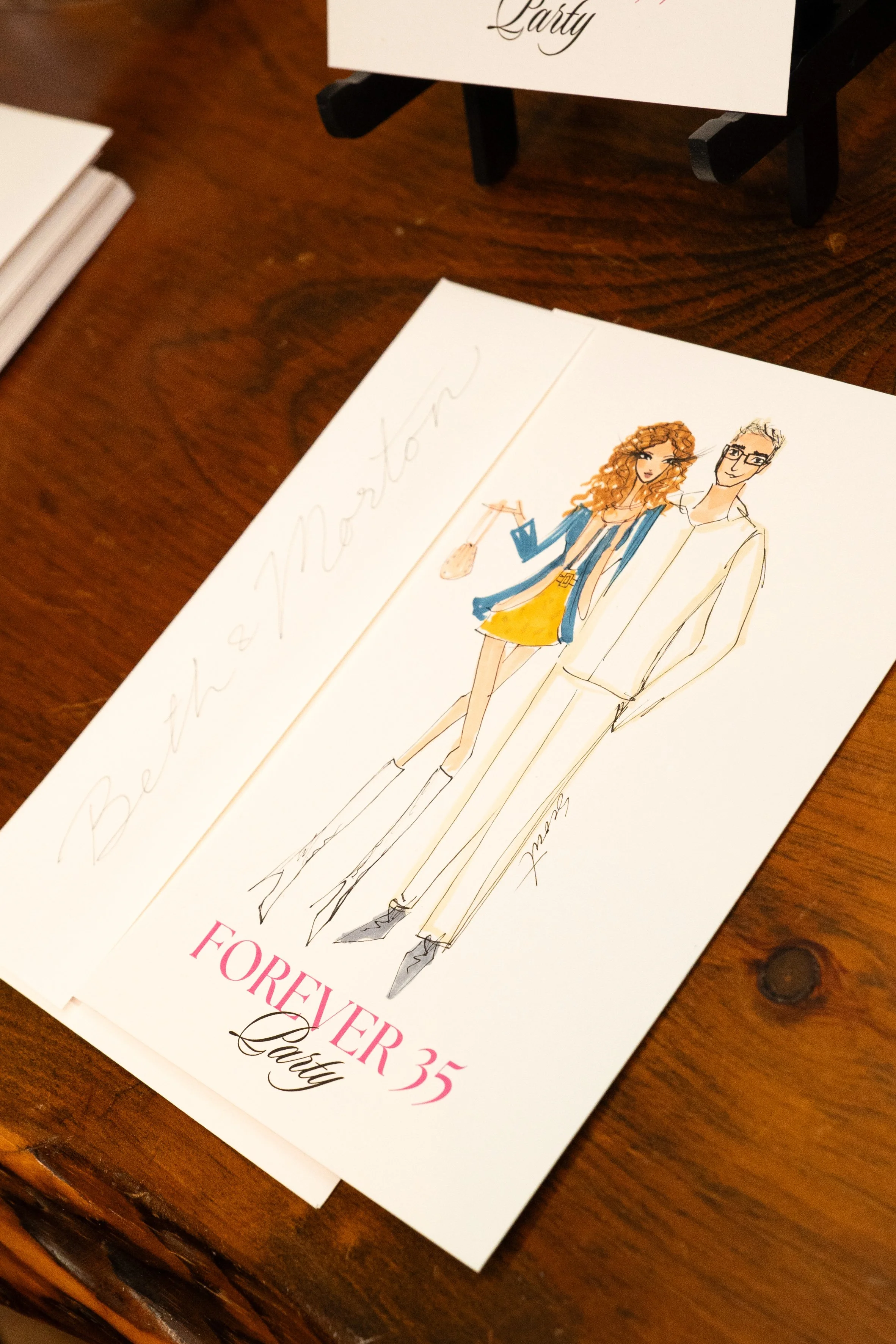 Custom portrait work during a speakeasy-themed birthday event in New York City