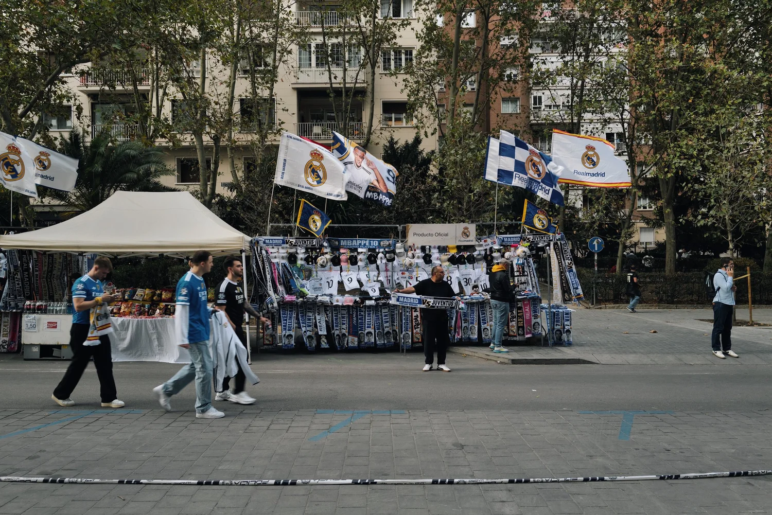 Scarves and flags for sale near the stadium