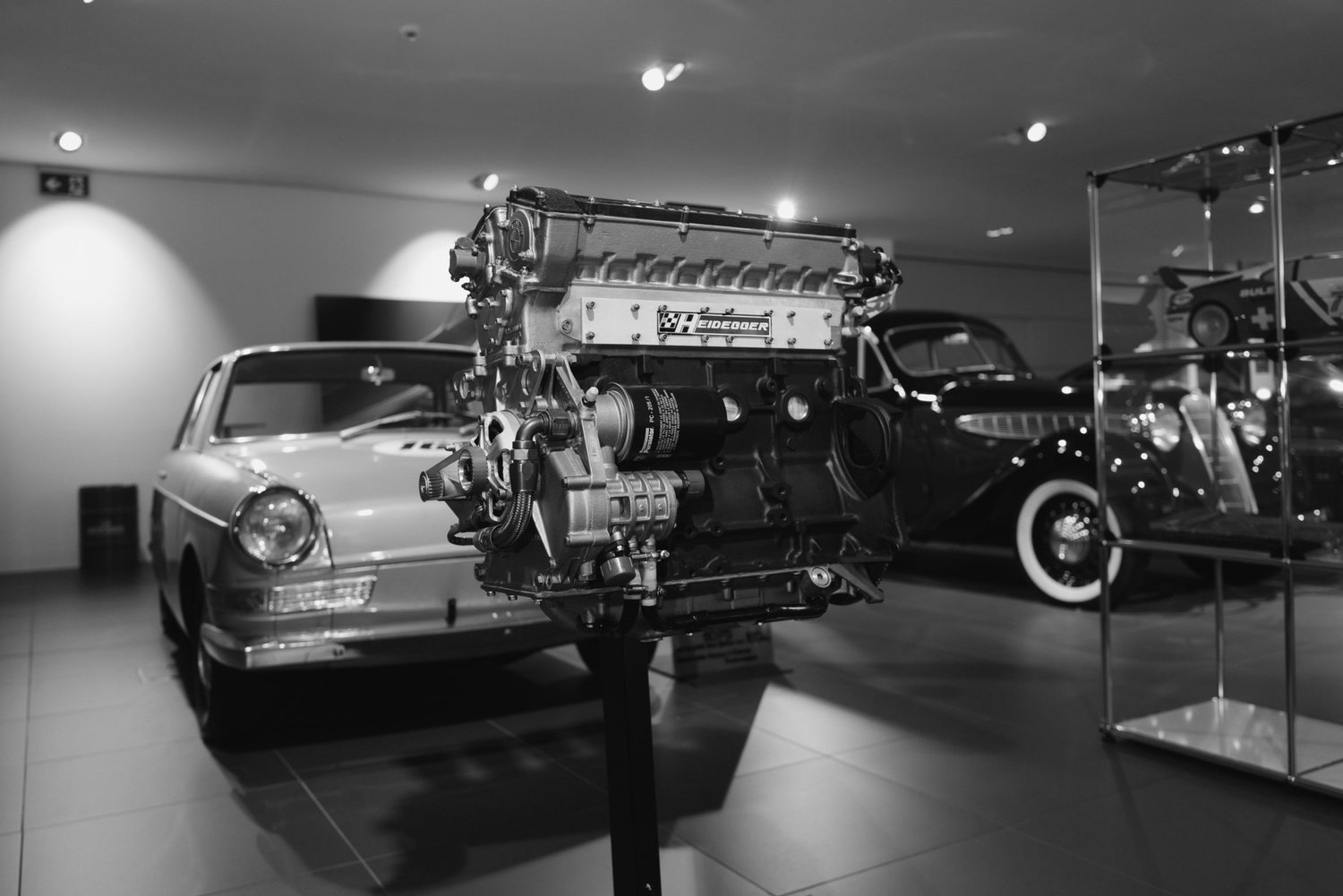An engine on display at Max Heidegger AG