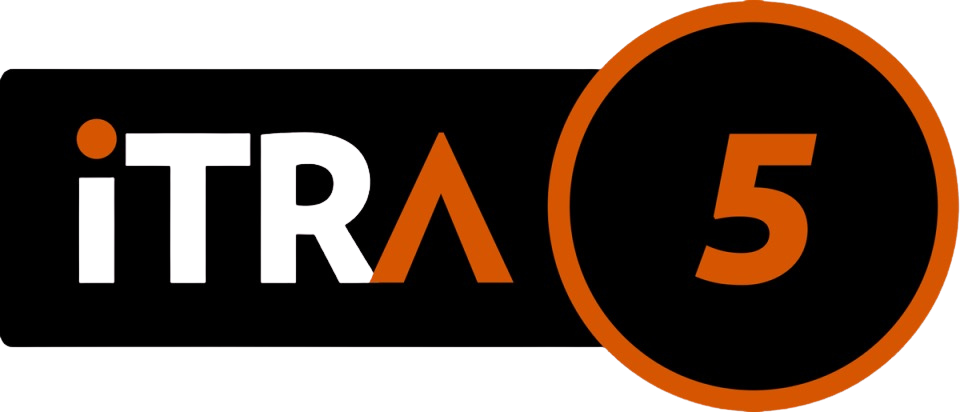 Graphics with the text 'ITRA' and a large number 5 in a circle, using orange and purple colors.