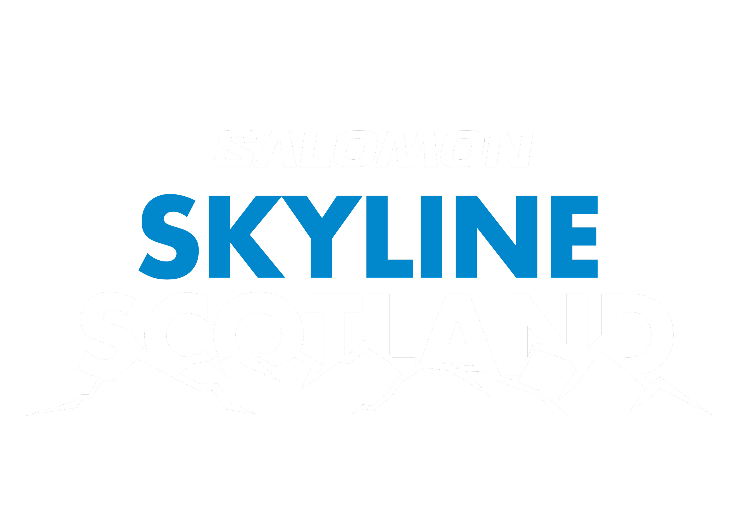 Logo for Salomon Skyline Scotland with mountain graphic beneath text.