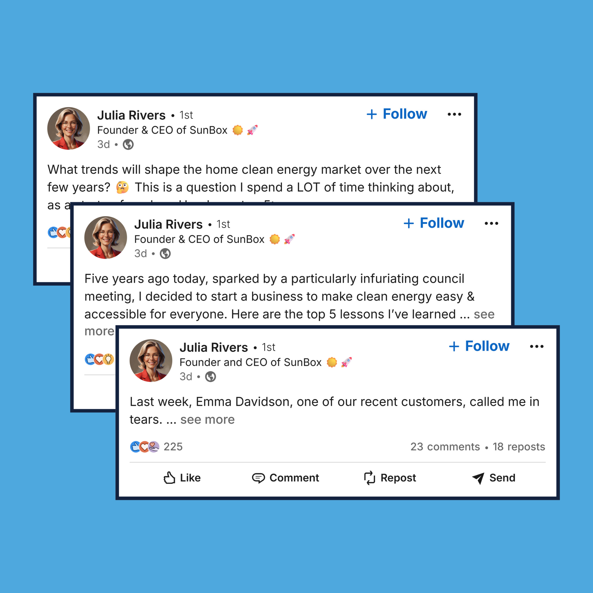 LinkedIn thought leadership content for the CEO of SunBox (Spec)