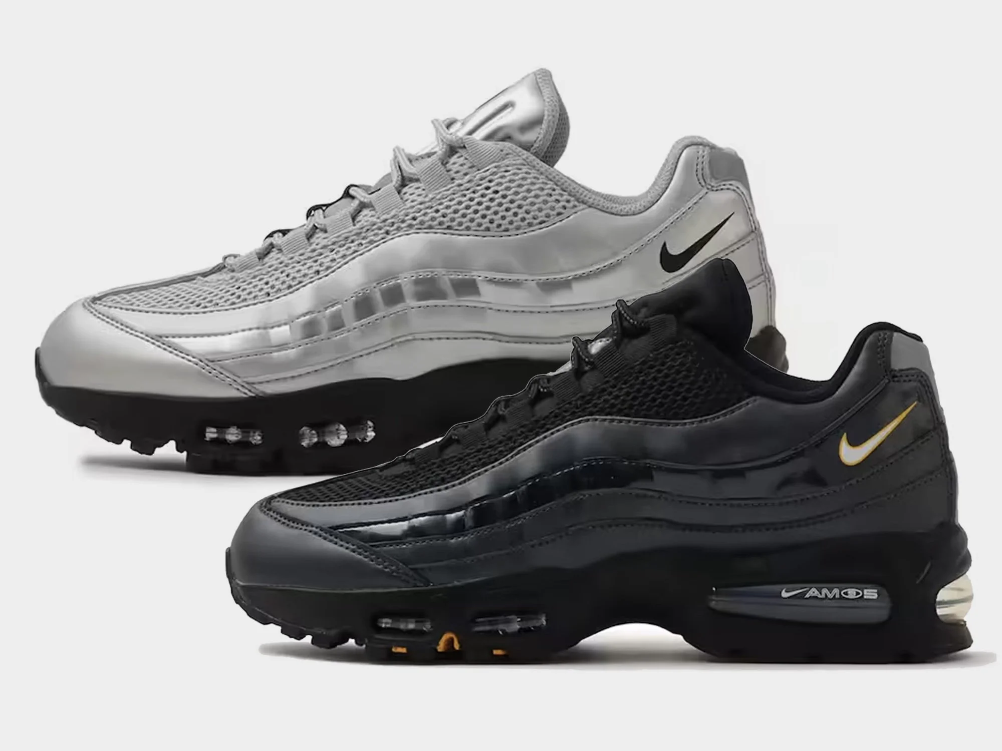 The New Air Max 95 Surfaces With Total 90–Inspired Design Cues In Metallic Silver & Black