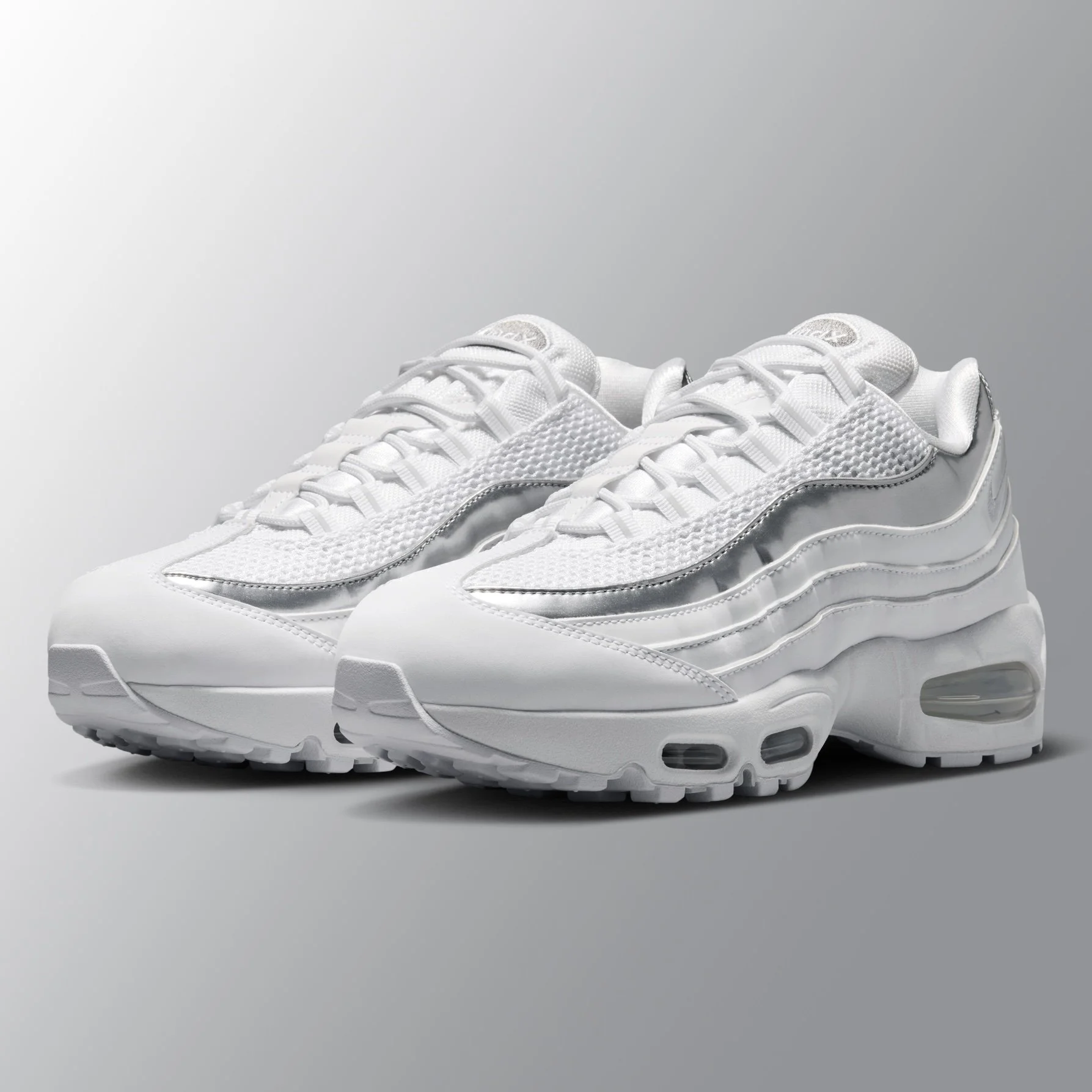 New Women’s Air Max 95 Metallic Silver & Pure Platinum Big Bubble 