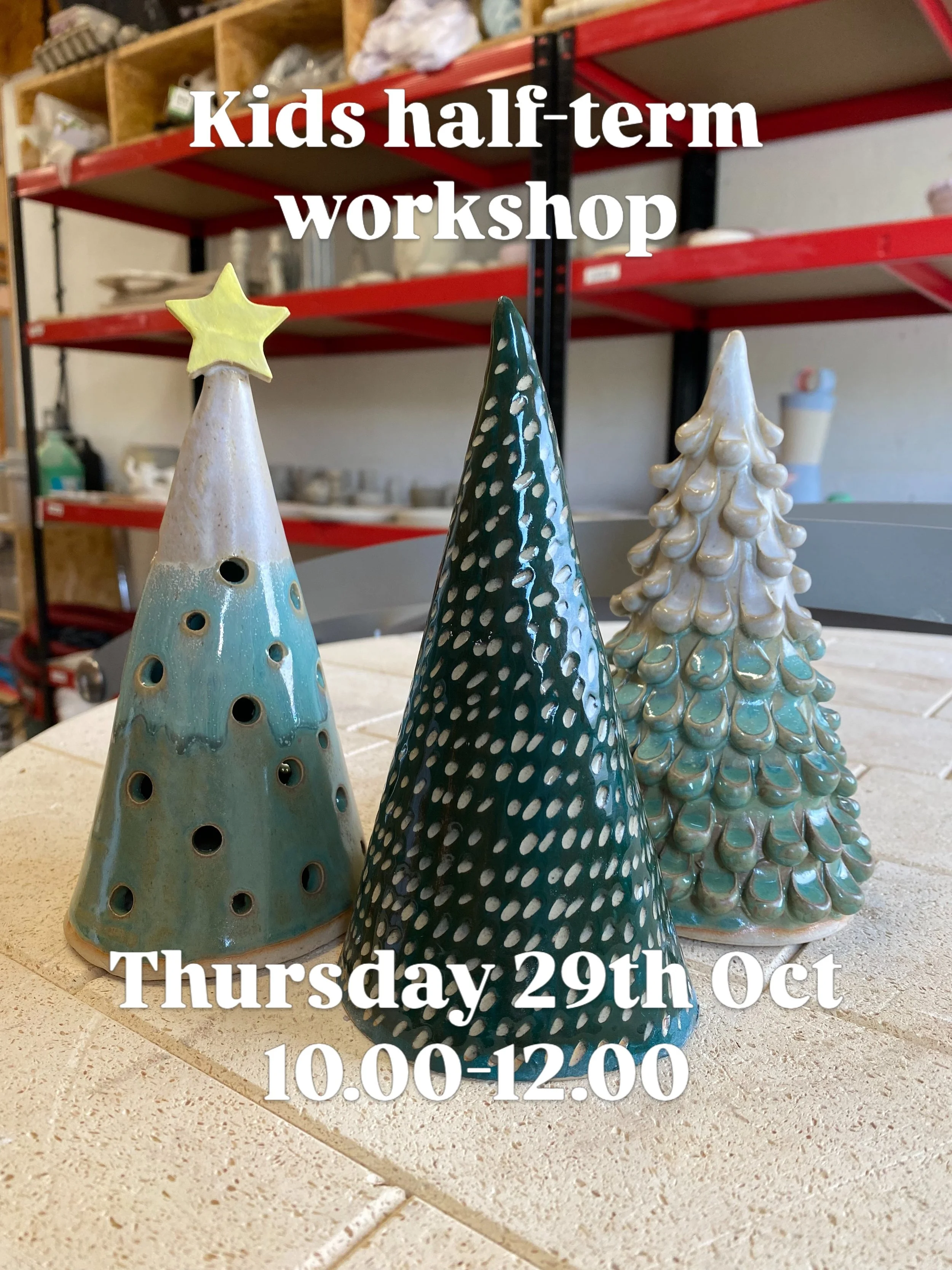 4 places left! 

Get the kids doing something creative this half-term. This one-off workshop will give them the chance to make up to 3 beautiful, ceramic Christmas trees from scratch. They will then be able to decorate them using underglazes and sgra