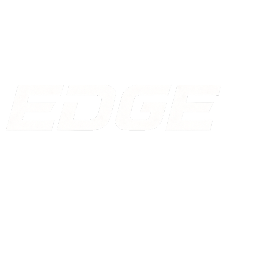 The word 'EDGE' in bold, white, uppercase letters on a black background.