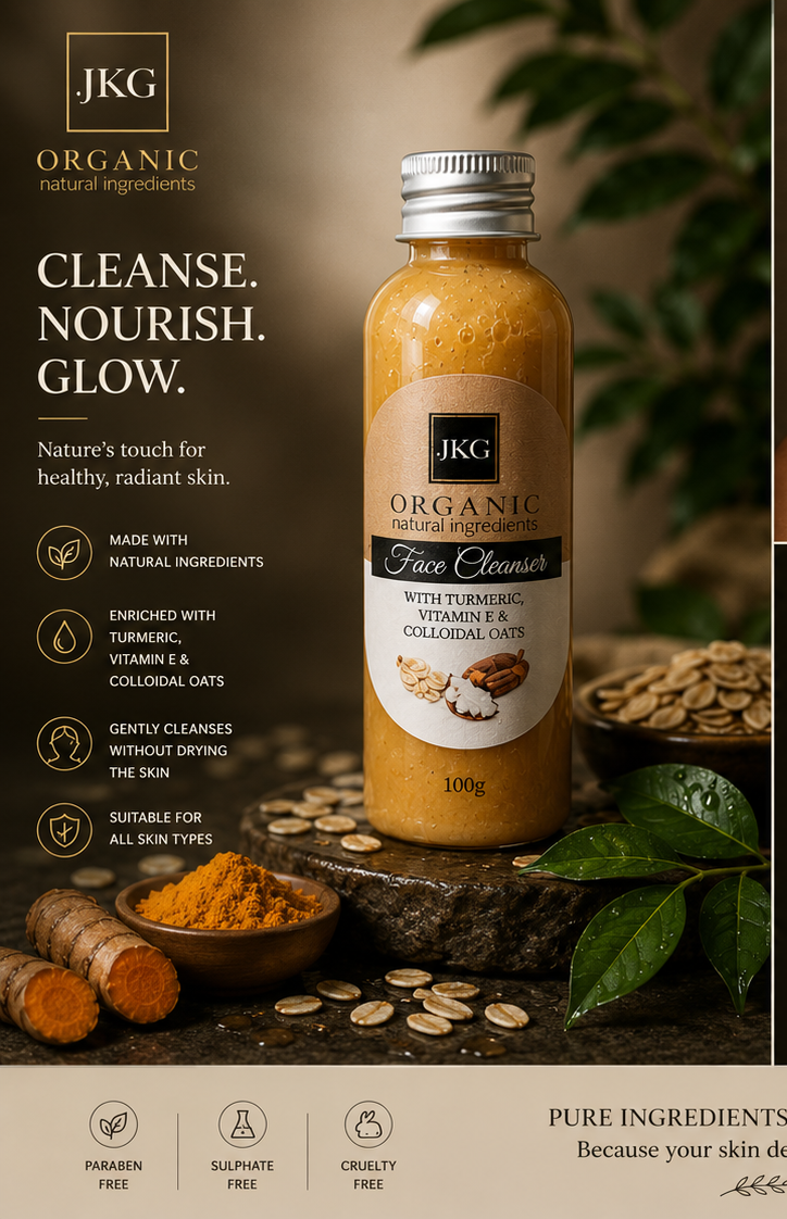 JKG Organic l Turmeric Glow Facial Cleanser (100ml) l Glow-Enhancing Cleanser for Clear, Radiant Skin