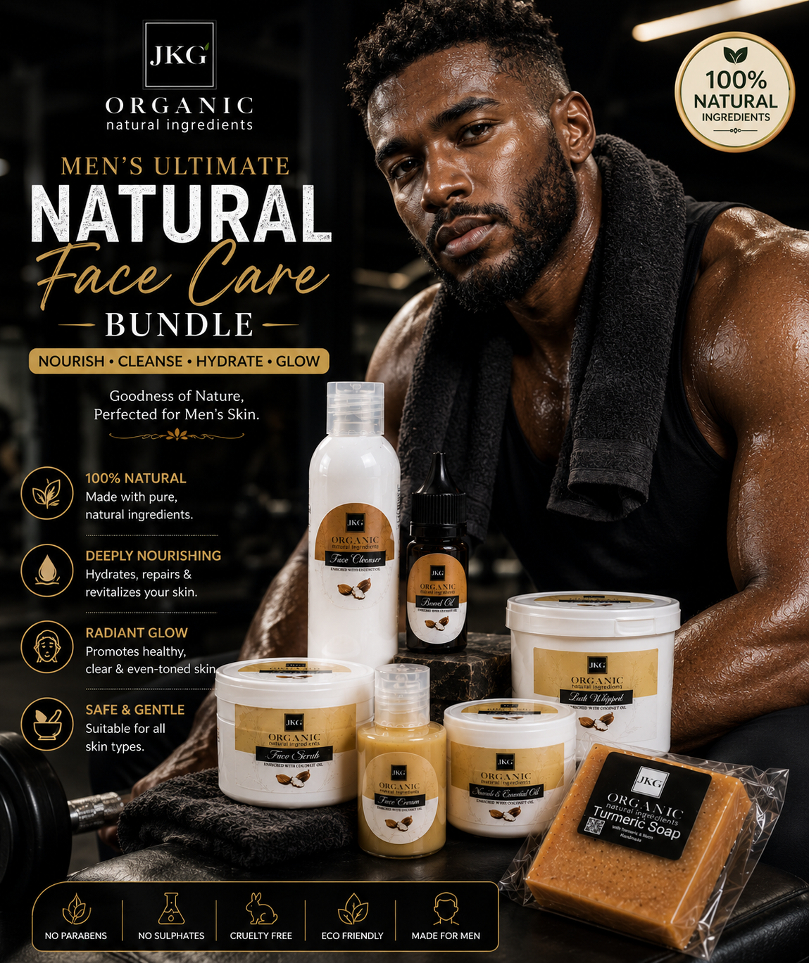 JKG Organic l Men’s Ultimate Natural Face Care Bundle