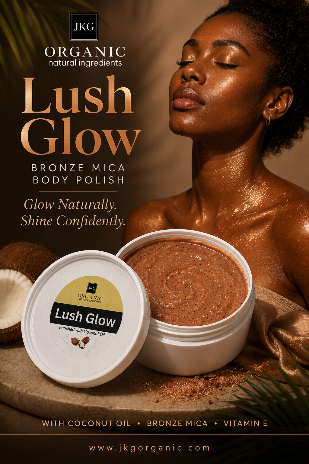JKG Organic l Lush Glow Body Milk with Golden Mica (110ml) | Natural Shimmer Body Lotion