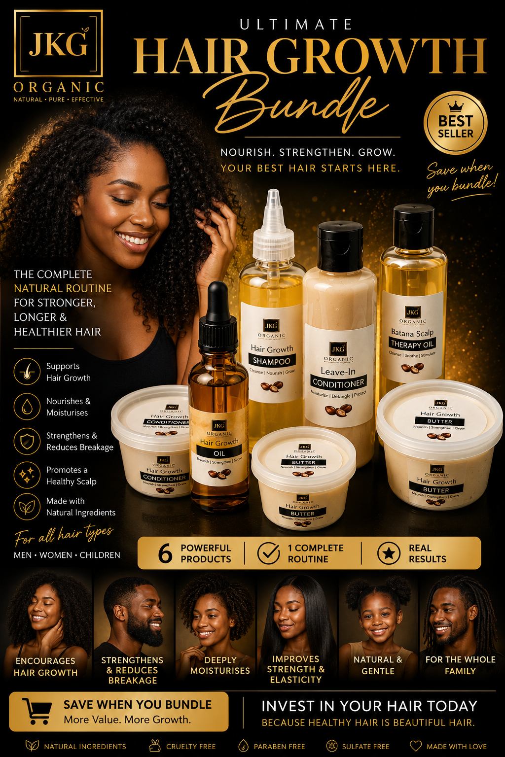 Ultimate Hair Growth Bundle | Natural Hair Growth Products | JKG Organic