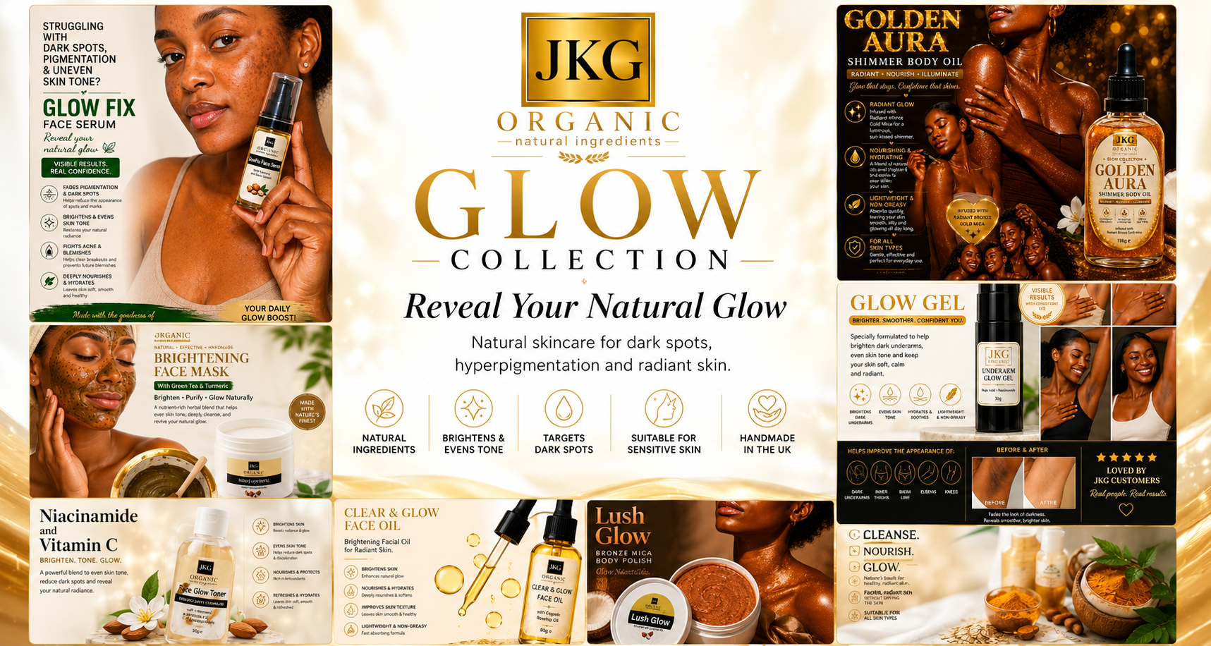 Even Glow Bundle | Dark Spot & Hyperpigmentation Skincare Set | JKG Organic