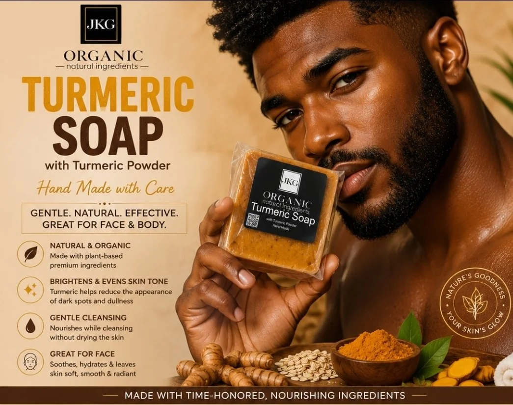 JKG Organic l Turmeric Natural Hand Made Soap: Brighten, Cleanse & Nourish – the Natural Way