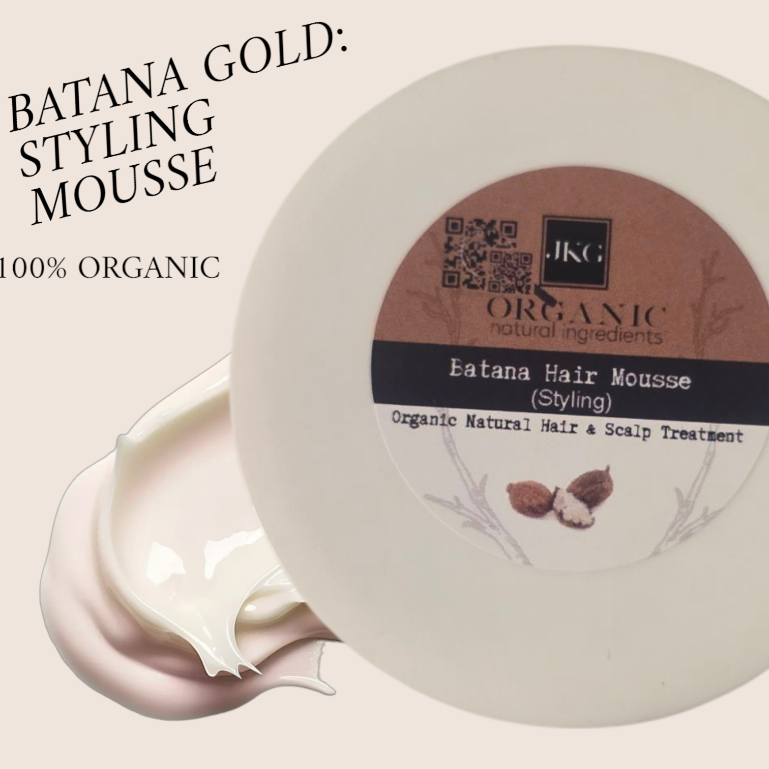 JKG Batana Gold Hair Styling Light Hold Mousse Define, Style & Nourish – Naturally (86g)