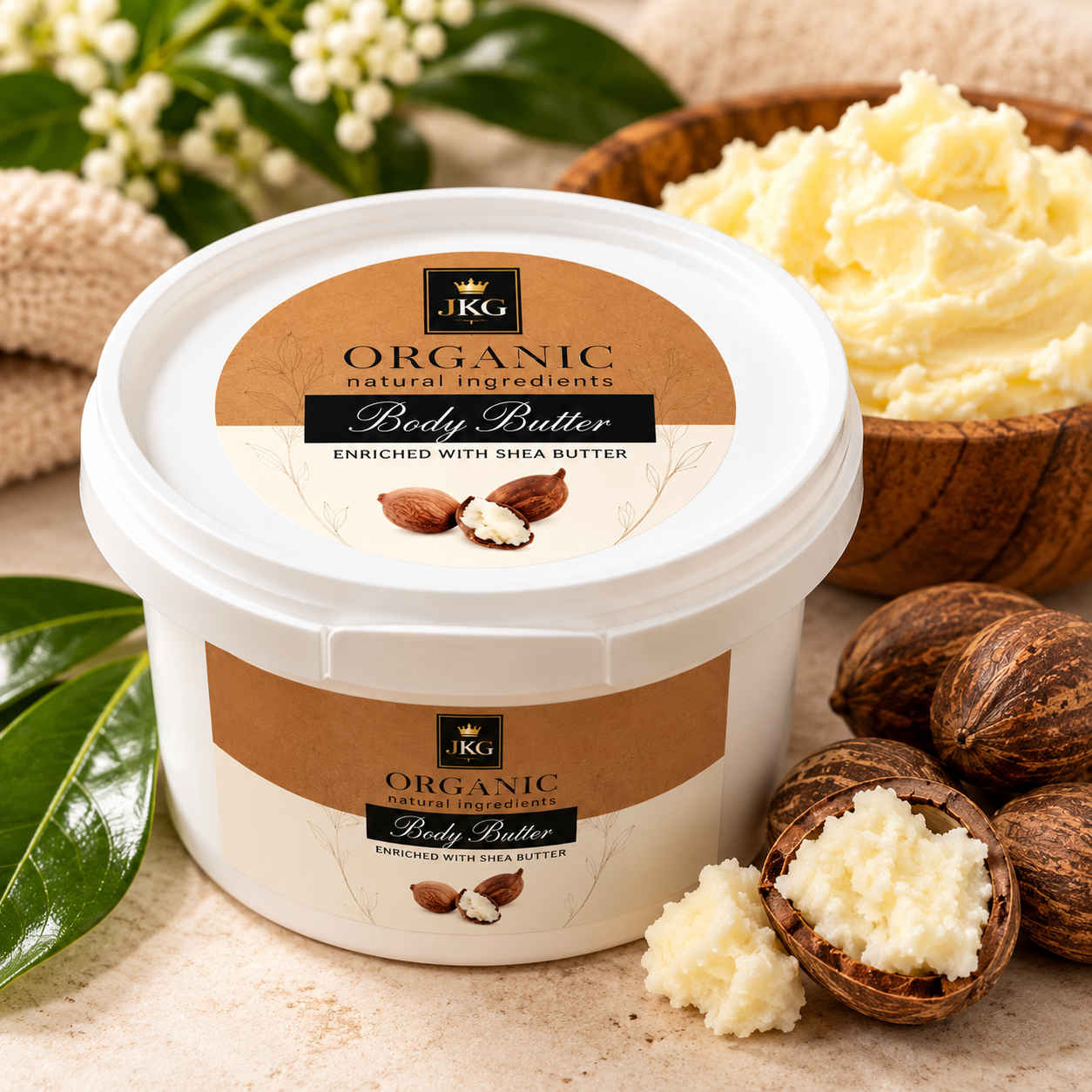 JKG Organic Body Butter | Deeply Nourishing Natural Moisturiser for Soft, Healthy-Looking Skin l 110g