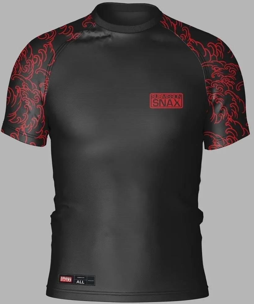 Submission Snax Shark Rash Guard Red & Black