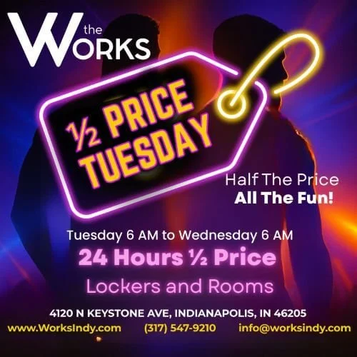 1/2 Price Tuesday at The Works – Weekly 4 AM for 24 Hours