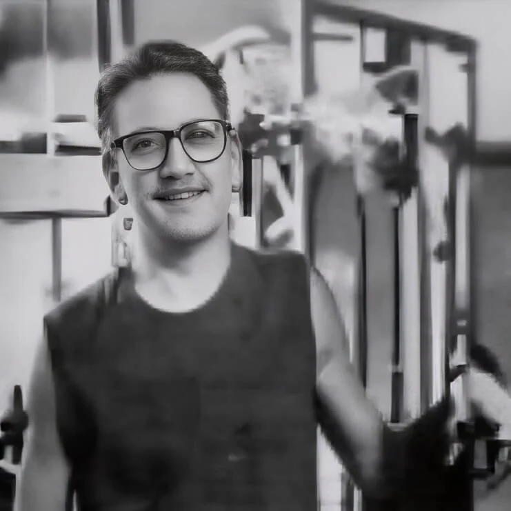 Black-and-white portrait of Stan Berg, gay rights activist and founder of The Works Indianapolis.