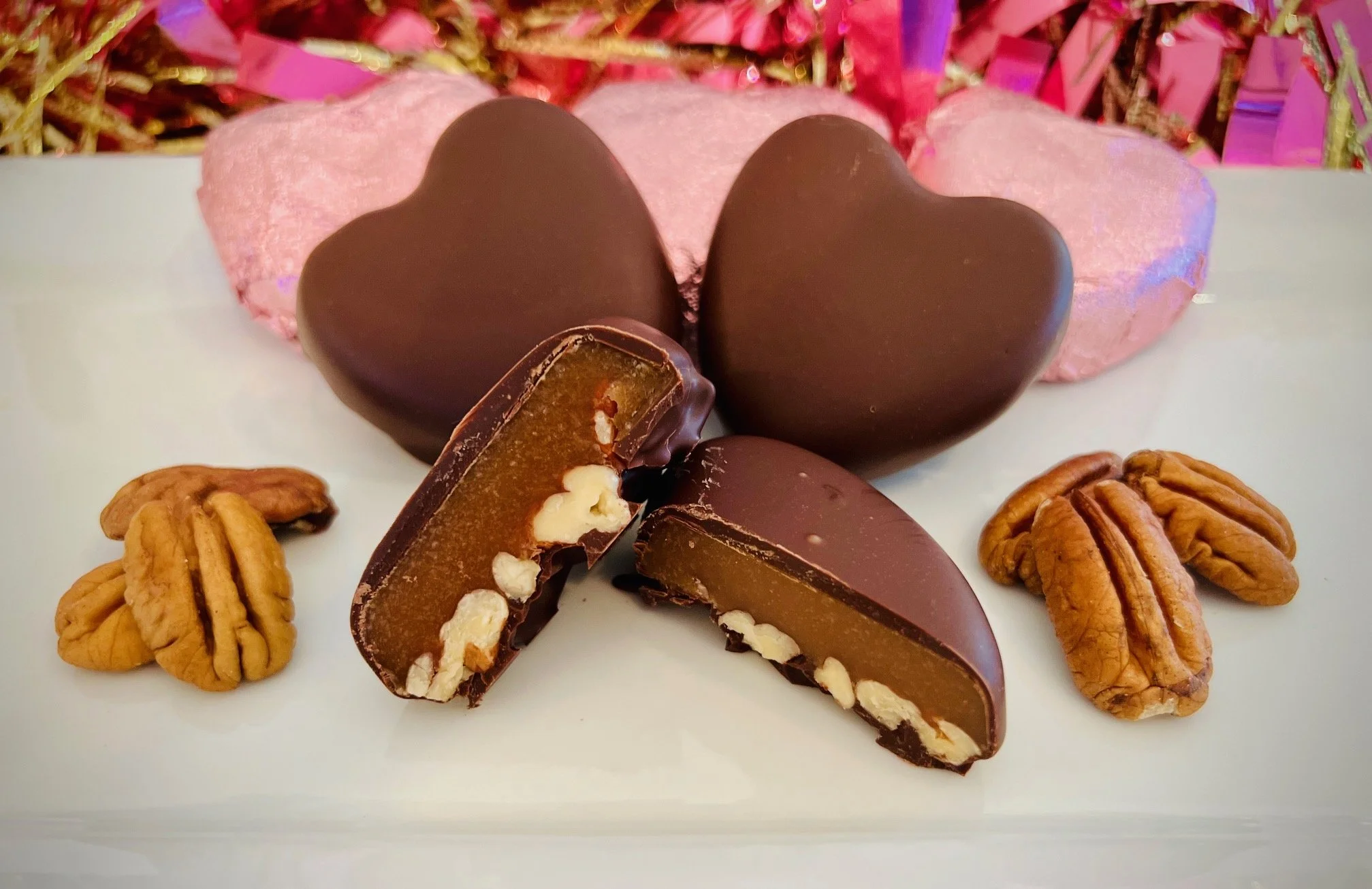 Chocolate-Covered Pecan & Caramel Heart