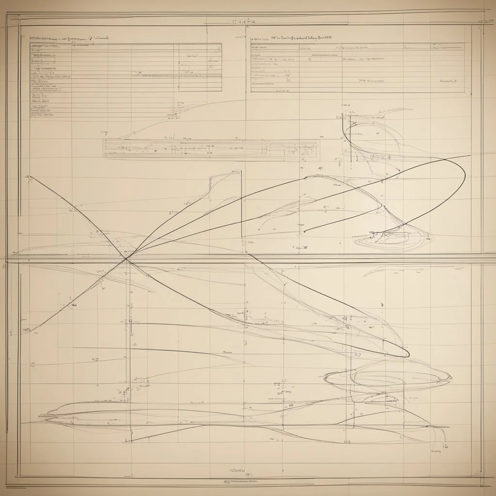 Technical blueprint of ship hull curves and specifications